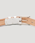White Calf Leather Belt - Antique Nickel - 35mm