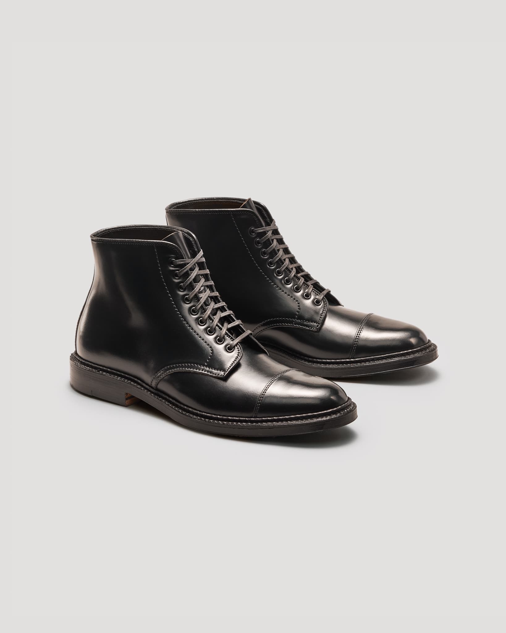 "Downtown" Straight Tip Boot in Black Shell Cordovan, Barrie Last