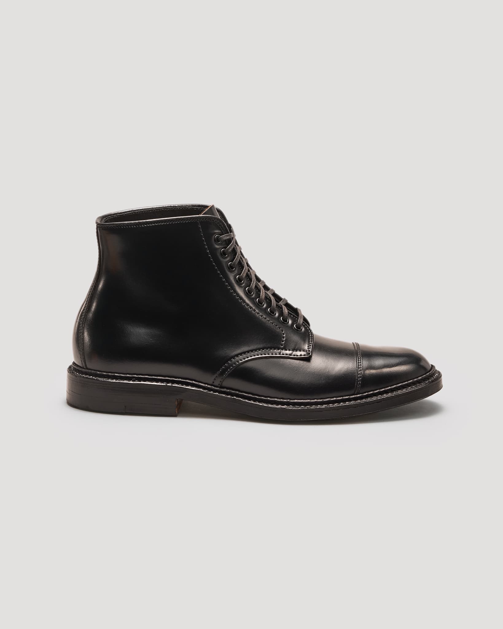 "Downtown" Straight Tip Boot in Black Shell Cordovan, Barrie Last