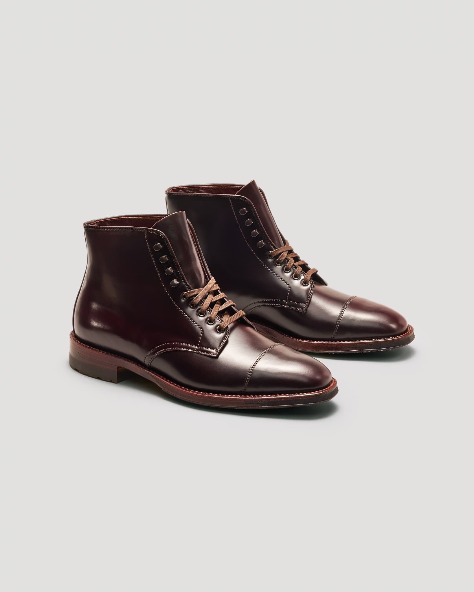 "Gallaway" Straight Tip Boot in Color 8 Shell Cordovan, Plaza Last