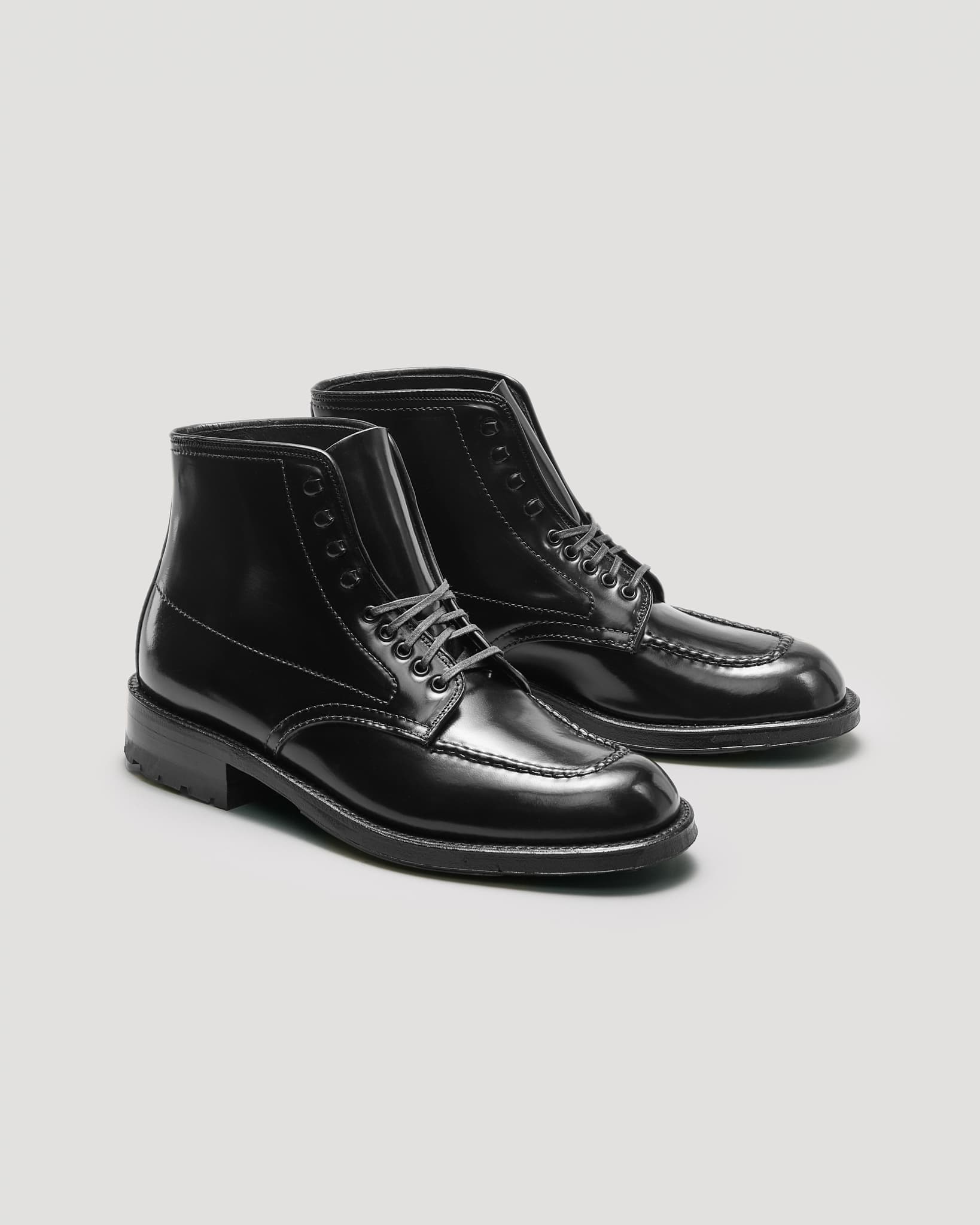 “Neptune” Handsewn Indy Boot in Black Shell Cordovan, Trubalance Last