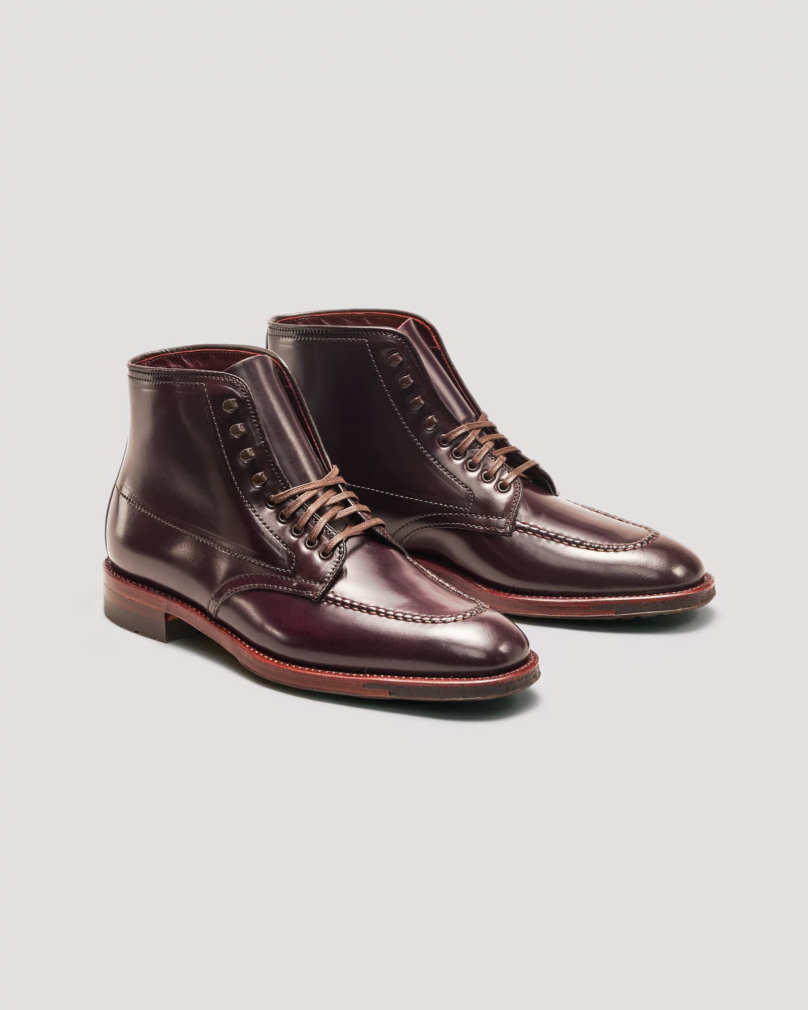 "Post Alley" Handsewn Indy Boot in Color 8 Shell Cordovan, Plaza Last