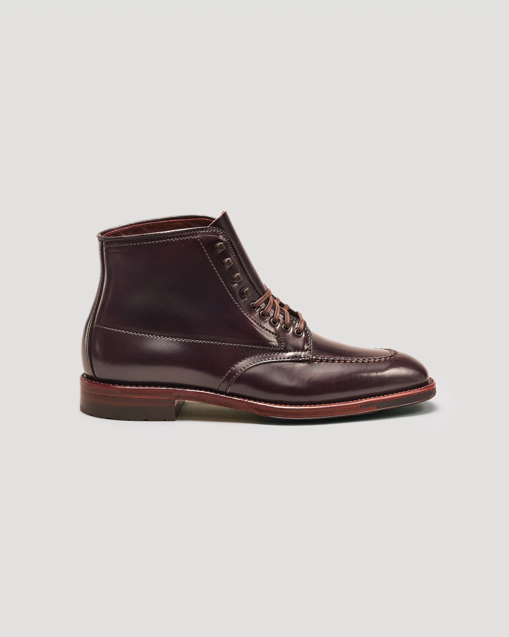 "Post Alley" Handsewn Indy Boot in Color 8 Shell Cordovan, Plaza Last