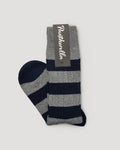 "Selsey" Rib Organic Cotton Sock - Mid Grey Mix/Navy
