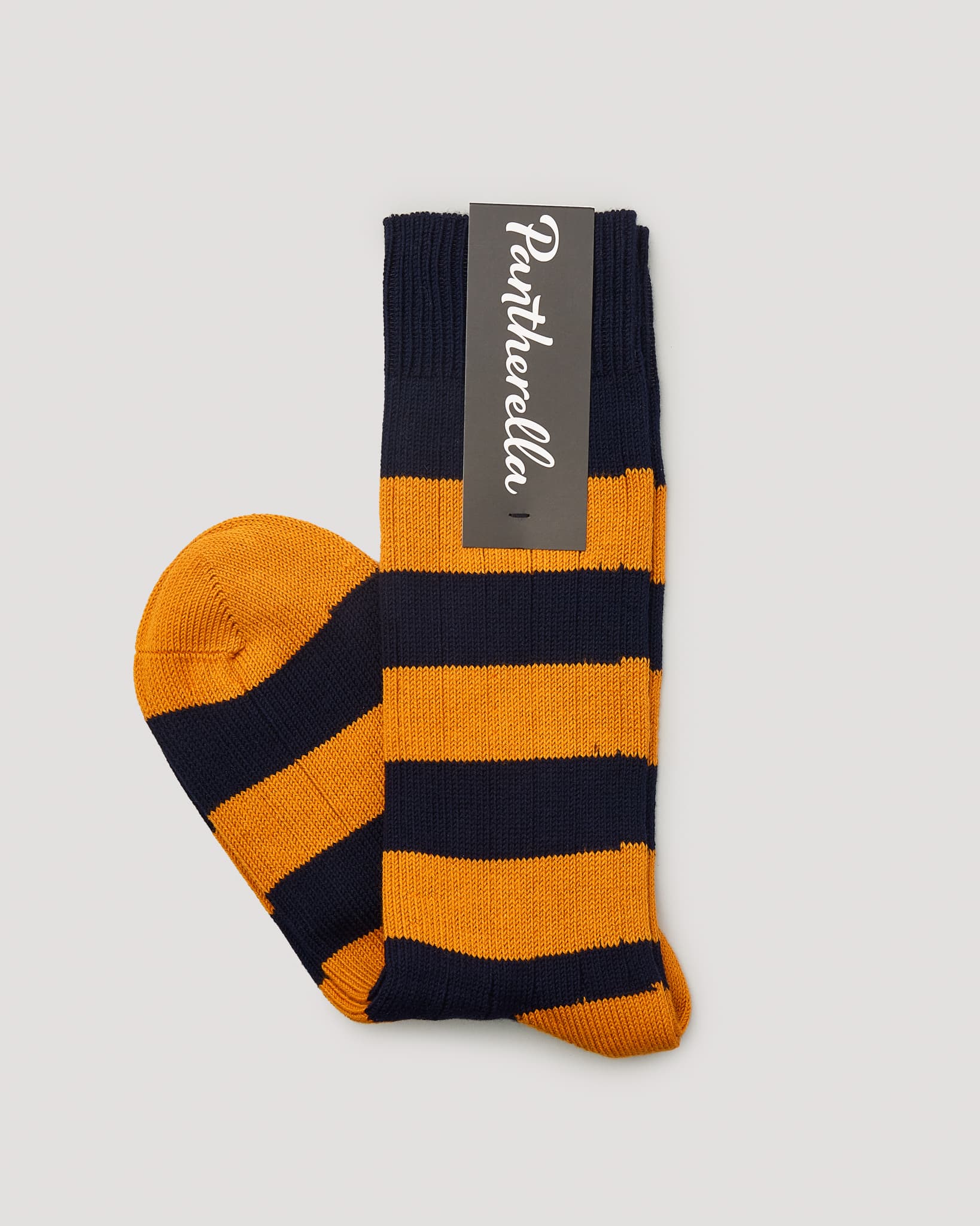 "Selsey" Rib Organic Cotton Sock - Navy/Ochre
