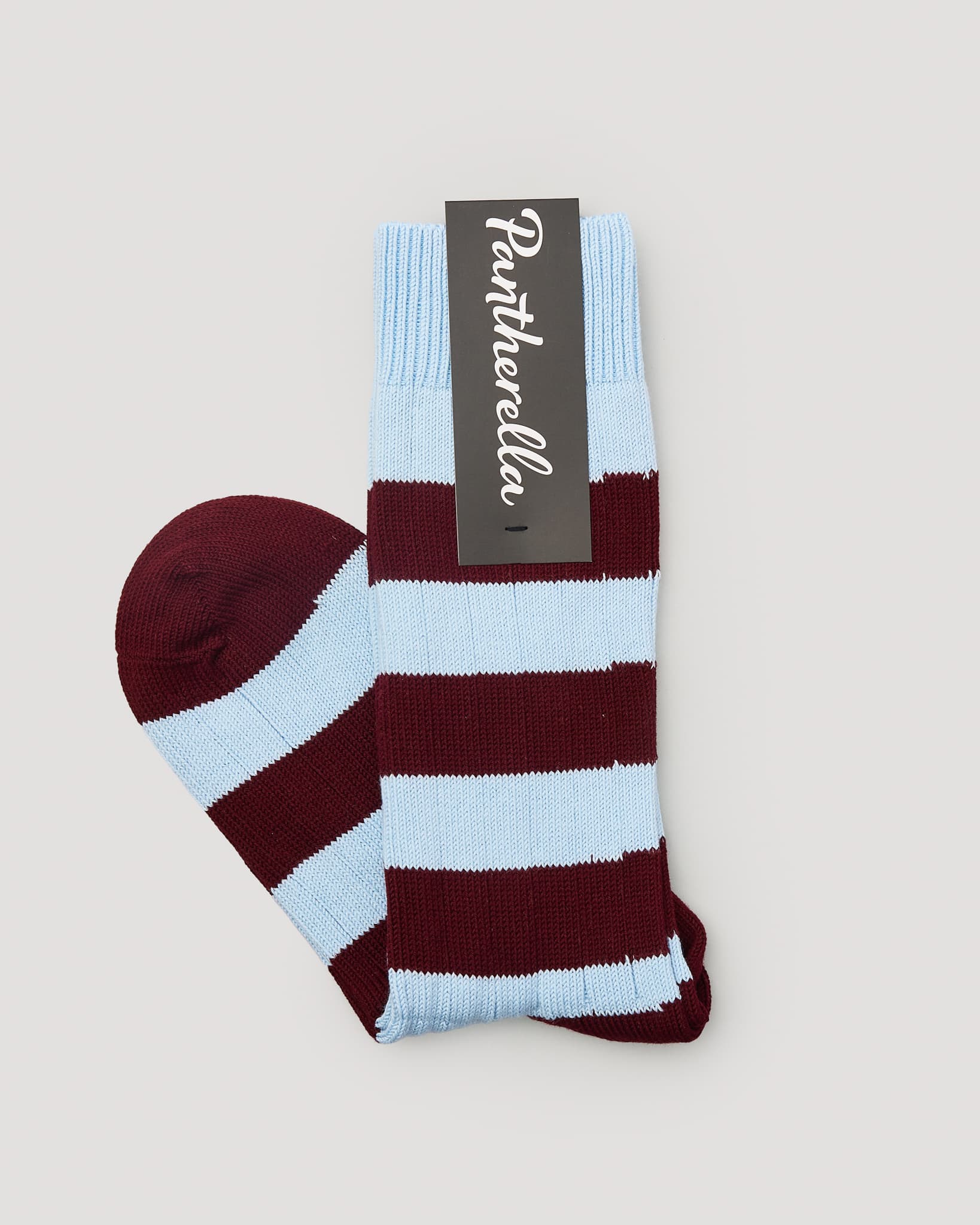 "Selsey" Rib Organic Cotton Sock - Sky Blue/Bordeaux