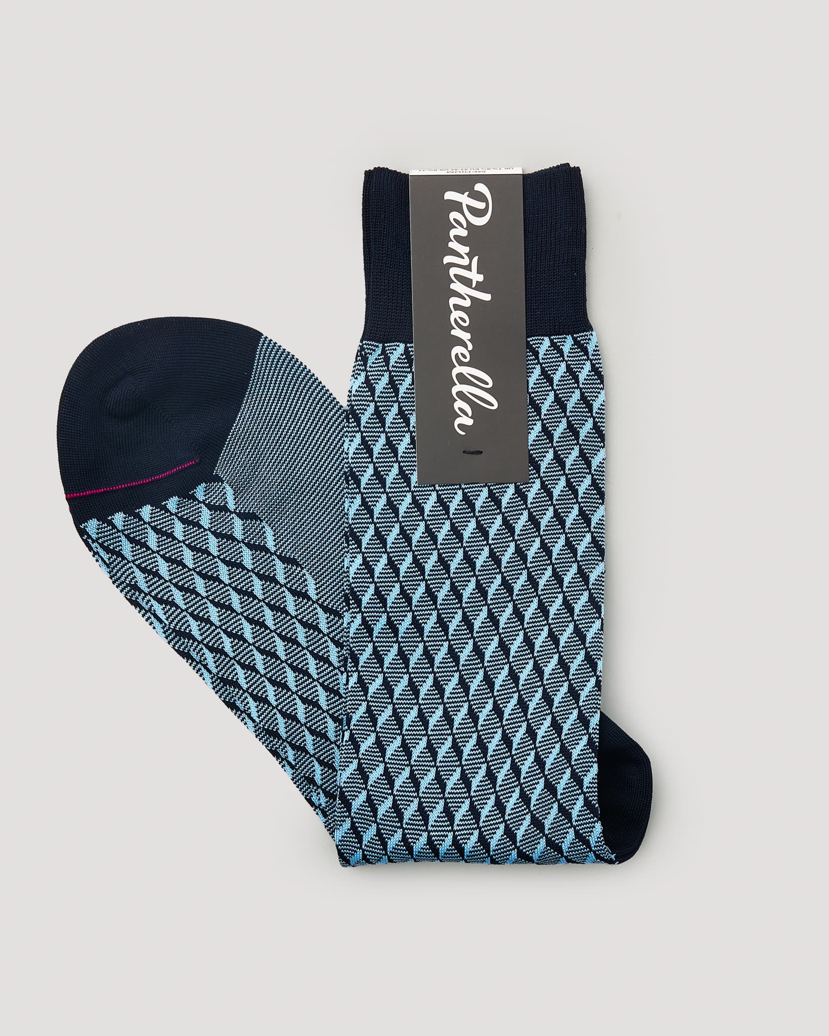 "Vaughan" Lattice Jacquard Cotton Sock - Navy