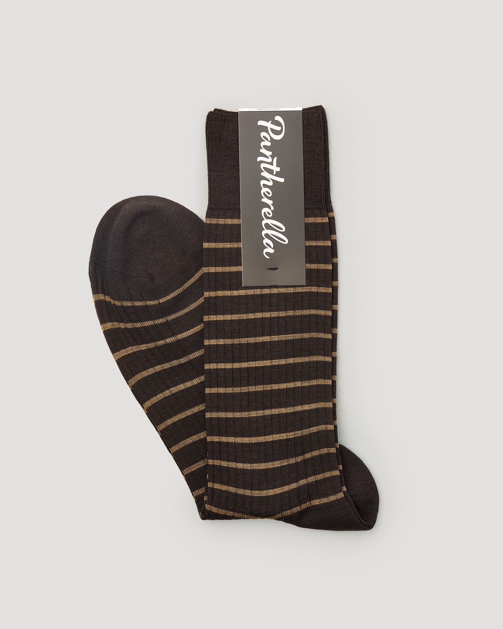 "Worthington" Merino Wool Striped Sock - Chocolate