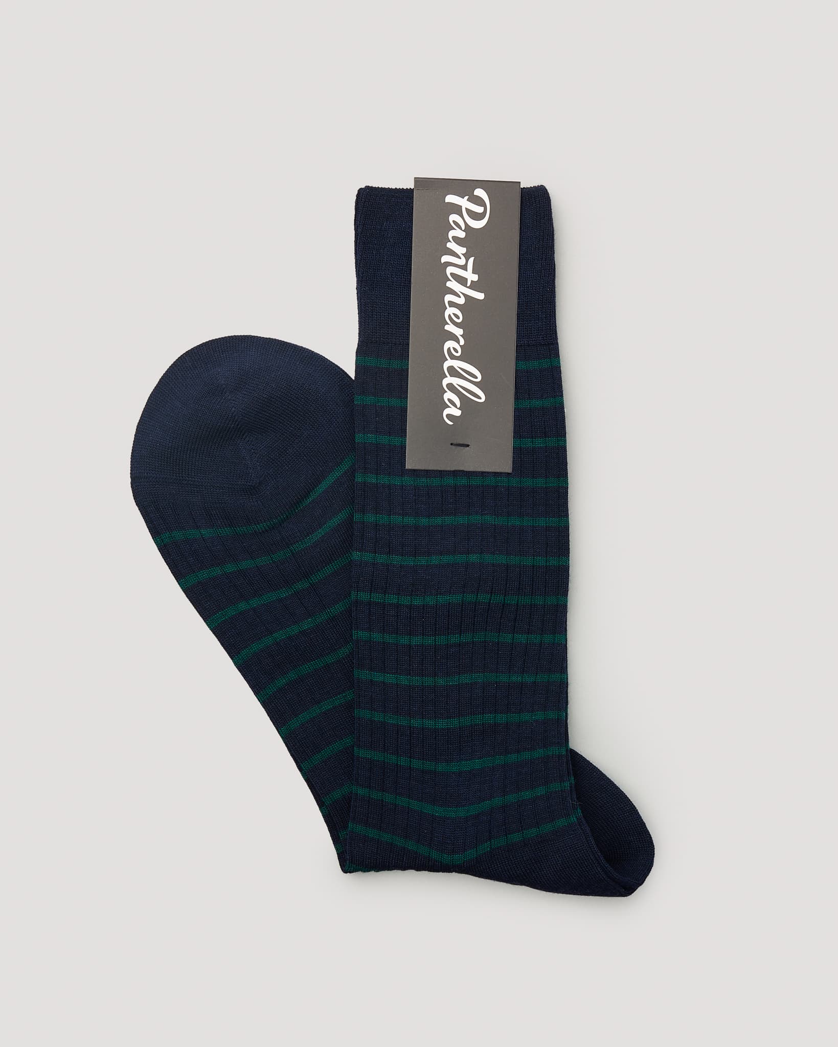 "Worthington" Merino Wool Striped Sock - Navy
