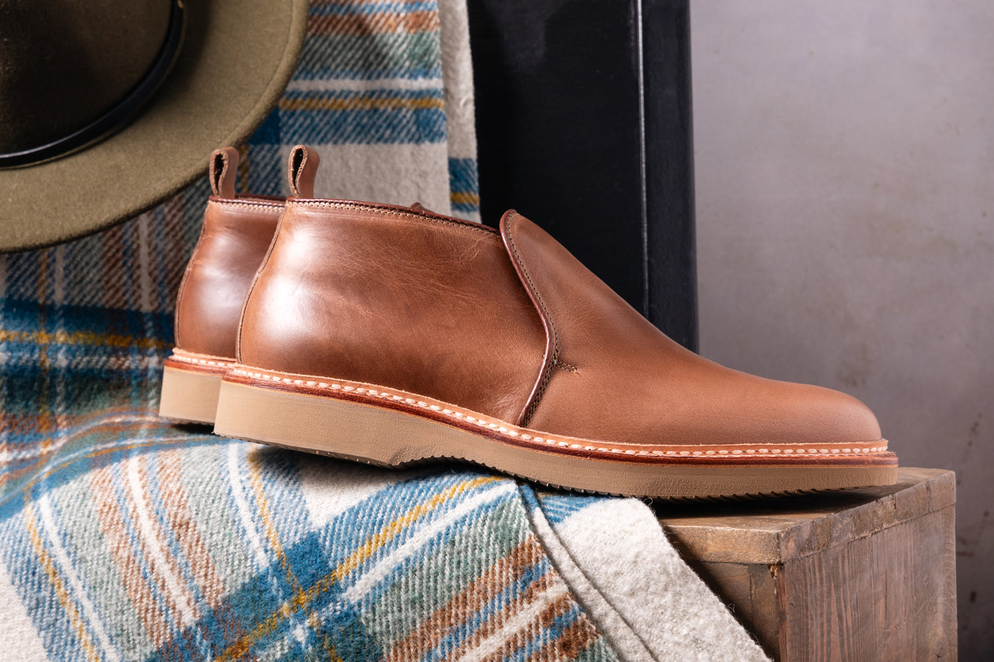"Oak Harbor" Slip-On Chukka Boot in Natural Chromexcel, Barrie Last