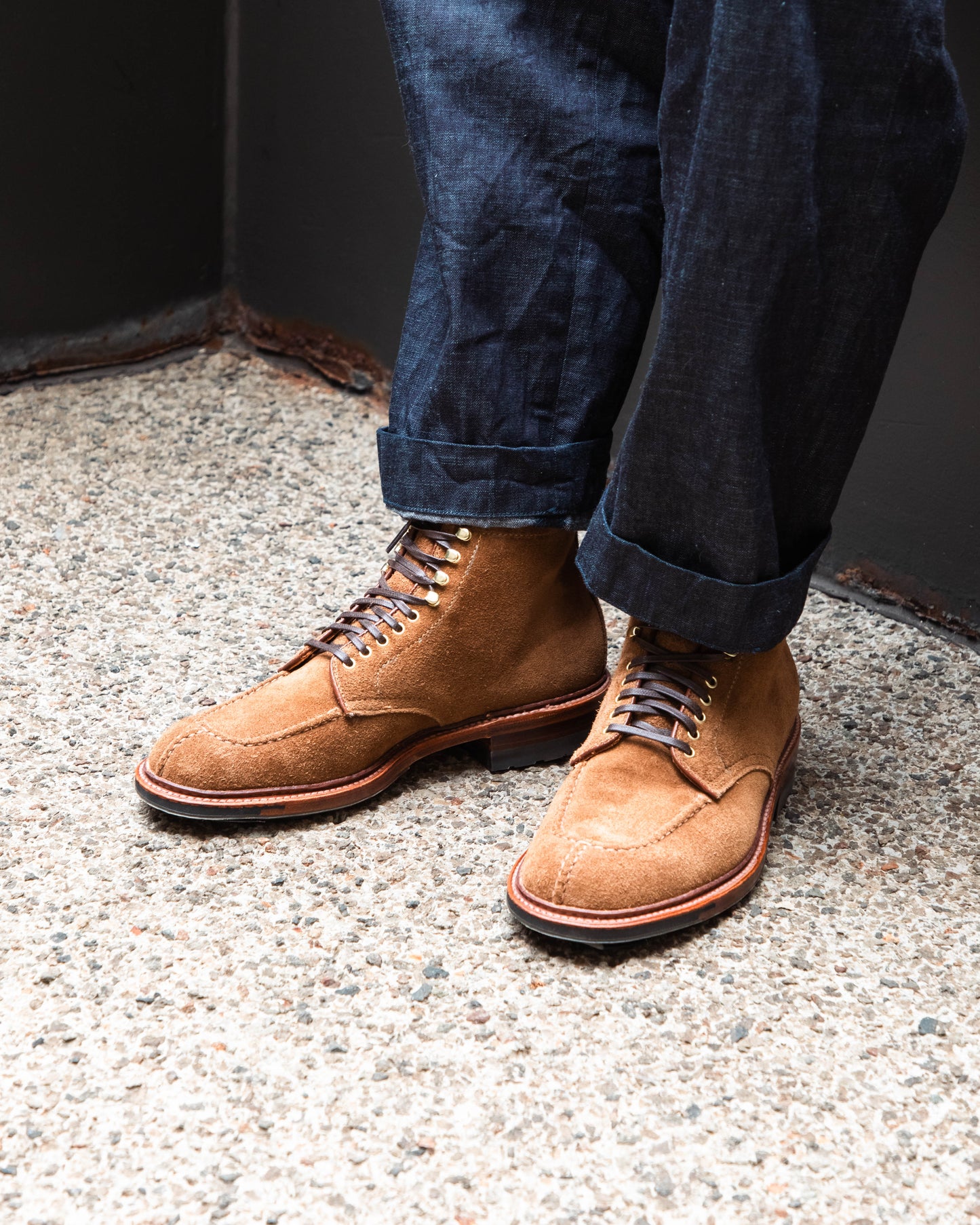 "Depano" Handsewn Norwegian Front Boot in Snuff Suede, Trubalance Last