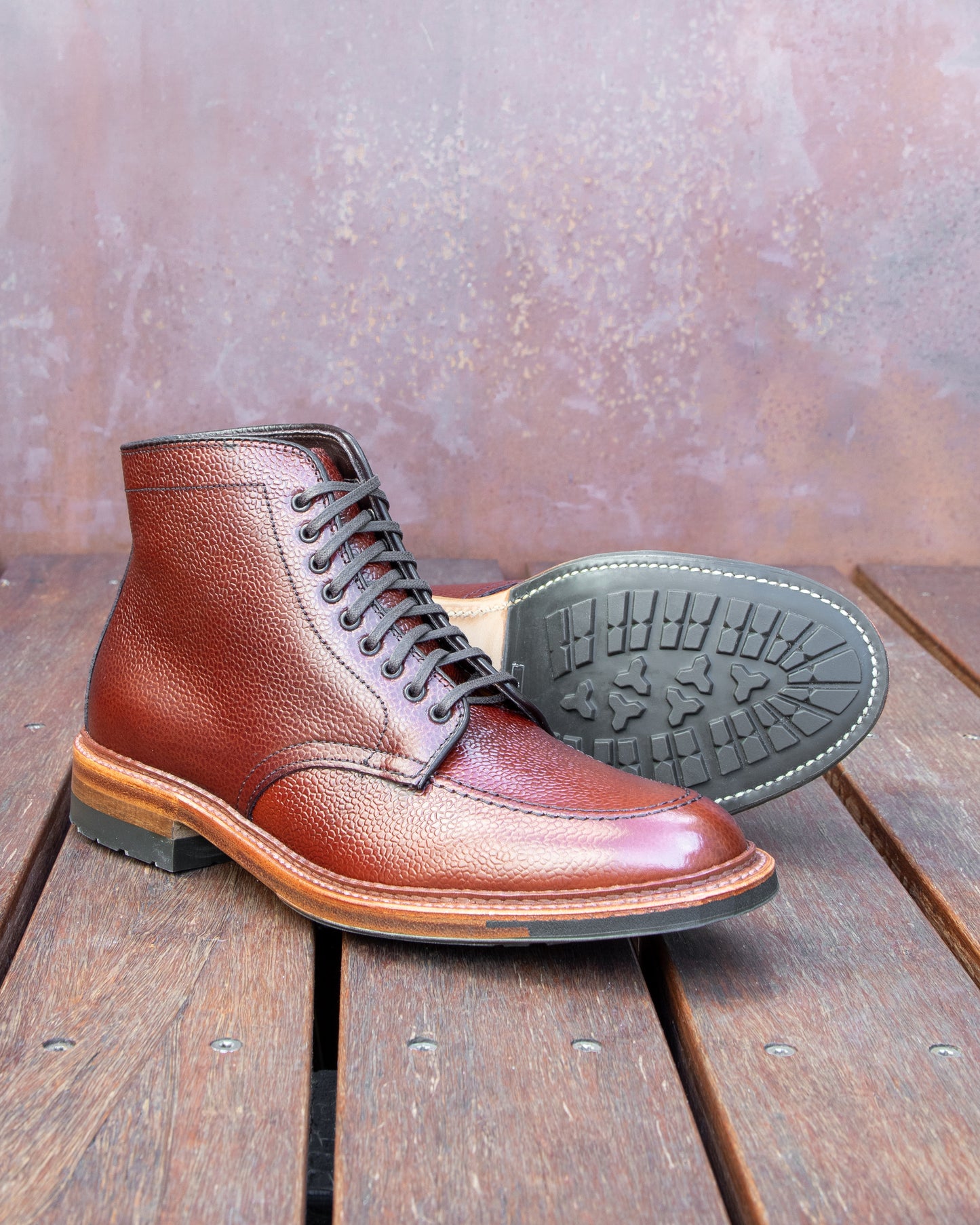 "Gusto" U-Tip Boot in Brown Scotch Grain, Barrie Last