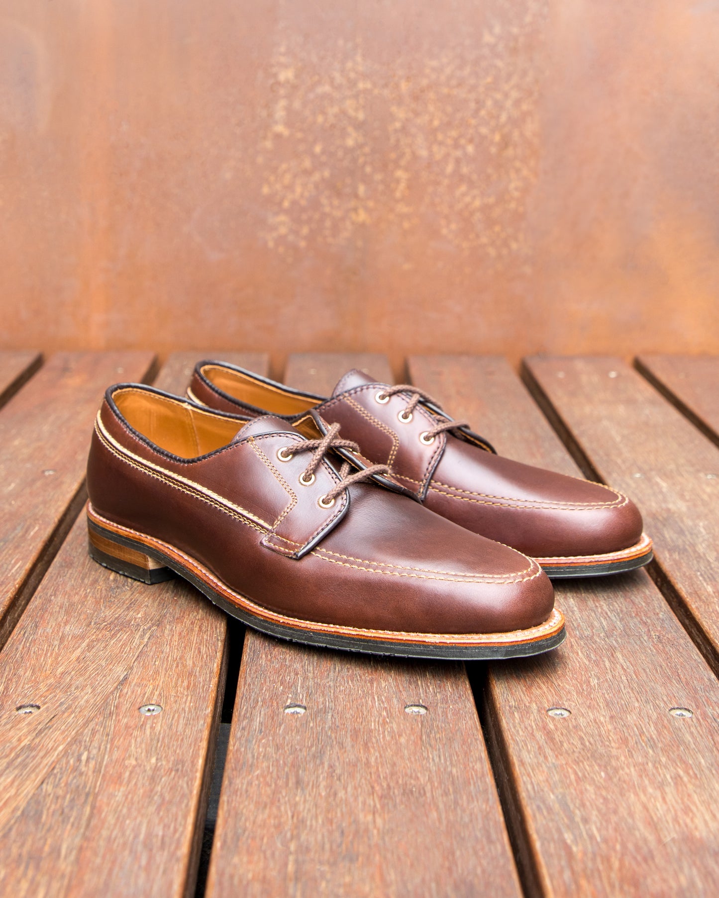734L Unlined Mocc Toe Blucher in Brown Chromexcel, Van Last