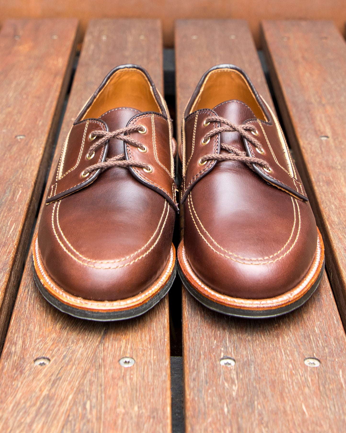 734L Unlined Mocc Toe Blucher in Brown Chromexcel, Van Last