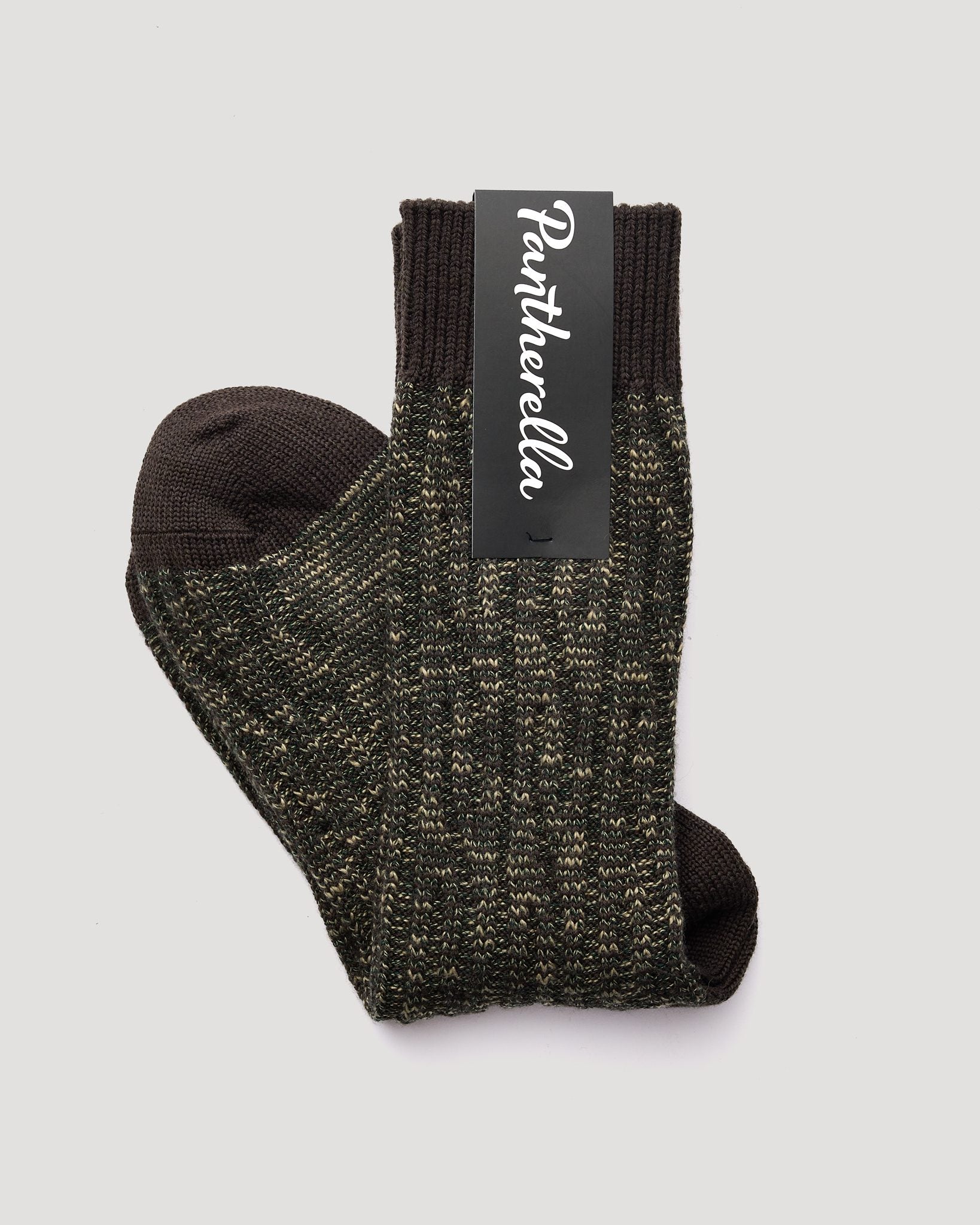 "Cromford" Wool & Cotton Blend Sock - Dark Brown Mix