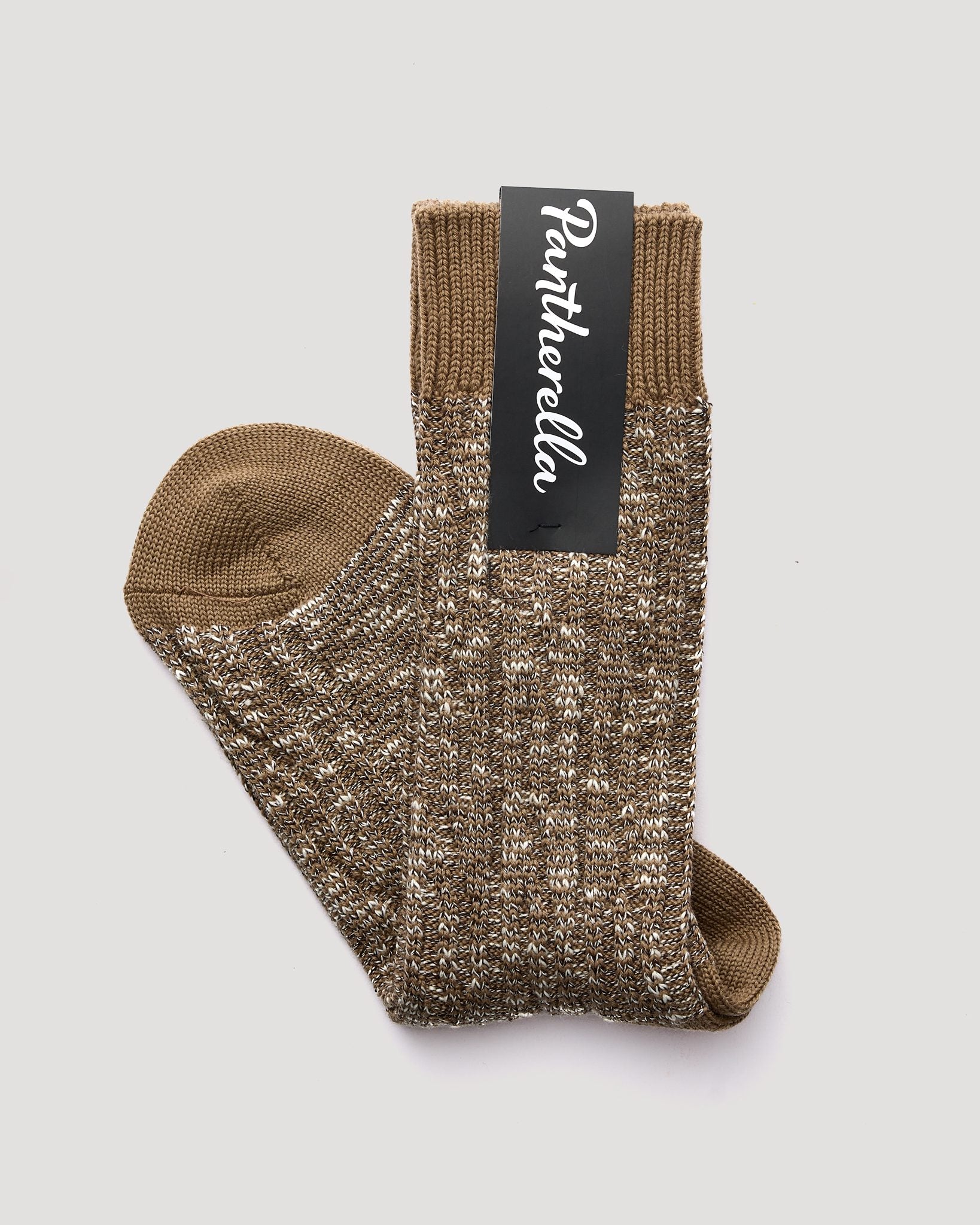 "Cromford" Wool & Cotton Blend Sock - Dark Camel Mix