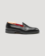 "Promenade" Plain Toe Slip On Loafer in Black Shell Cordovan, Plaza Last