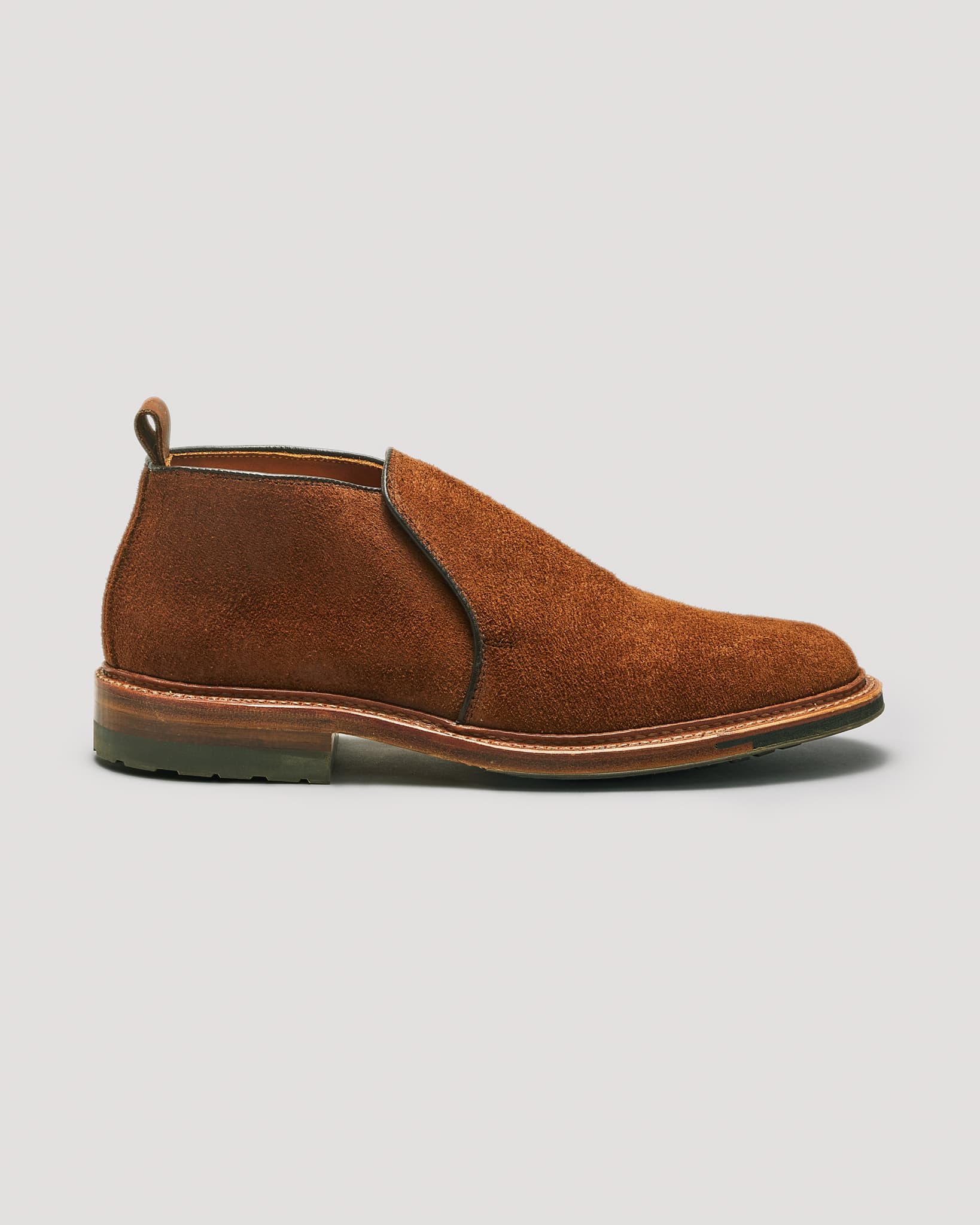 "Friday Harbor" Slip-On Chukka Boot in Tobacco Reverse Chamois, Barrie Last
