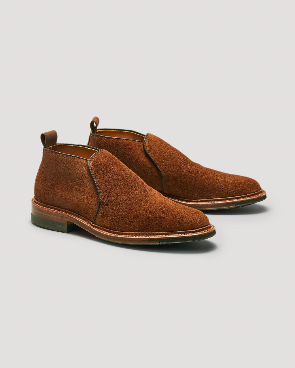 "Friday Harbor" Slip-On Chukka Boot in Tobacco Reverse Chamois, Barrie Last