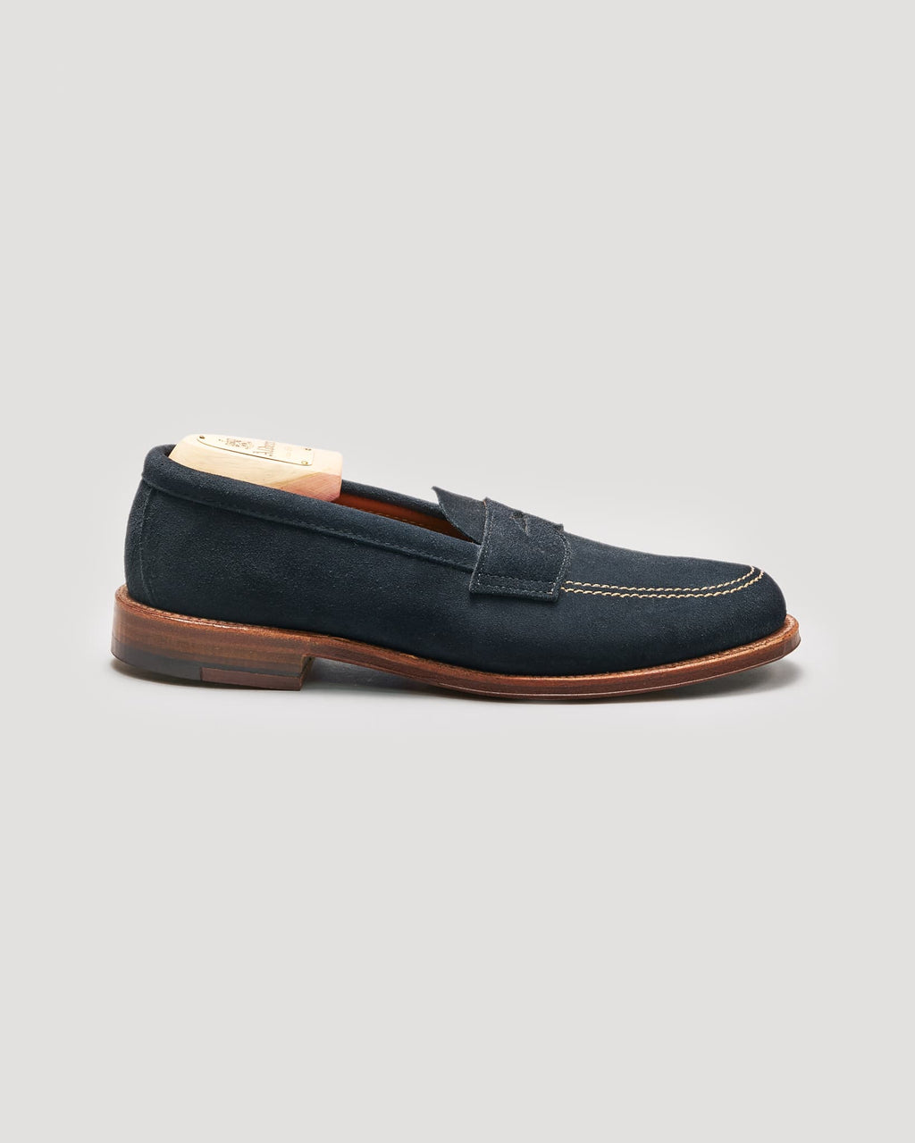"Campus" Unlined Penny Loafer in Navy Suede, Van Last