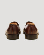 "Promenade" Plain Toe Slip On Loafer in Dark Brown Calfskin, Plaza Last