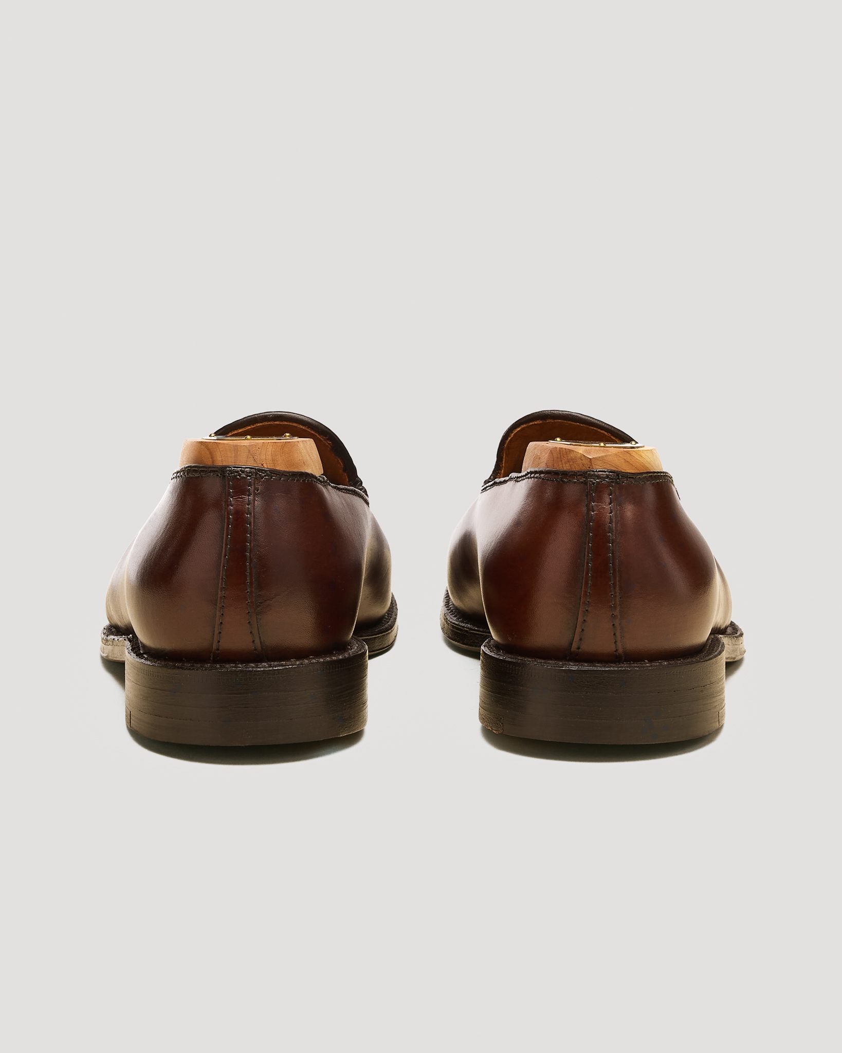 "Promenade" Plain Toe Slip On Loafer in Dark Brown Calfskin, Plaza Last