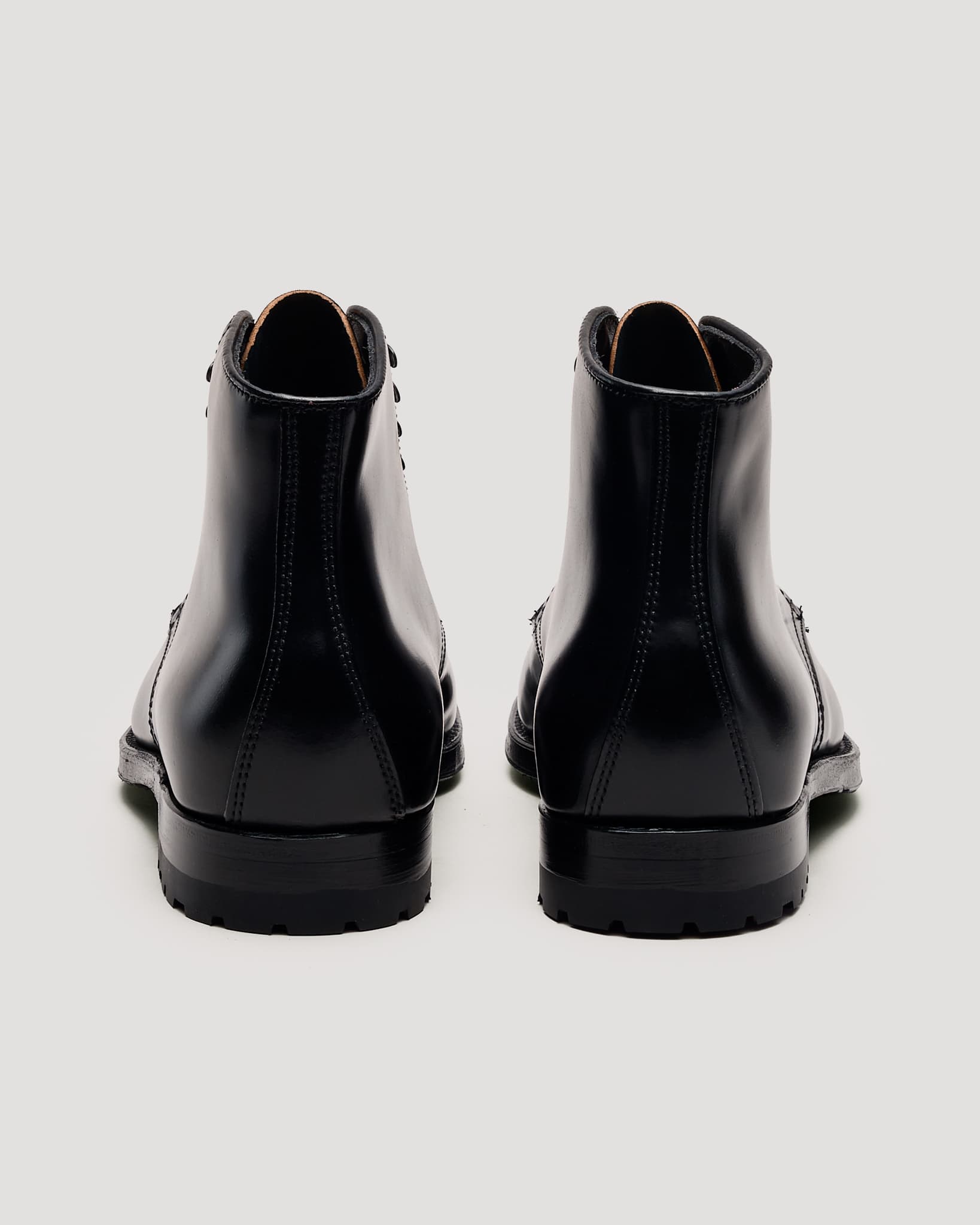 "Soren" Straight Tip Boot in Black Shell Cordovan, Plaza Last