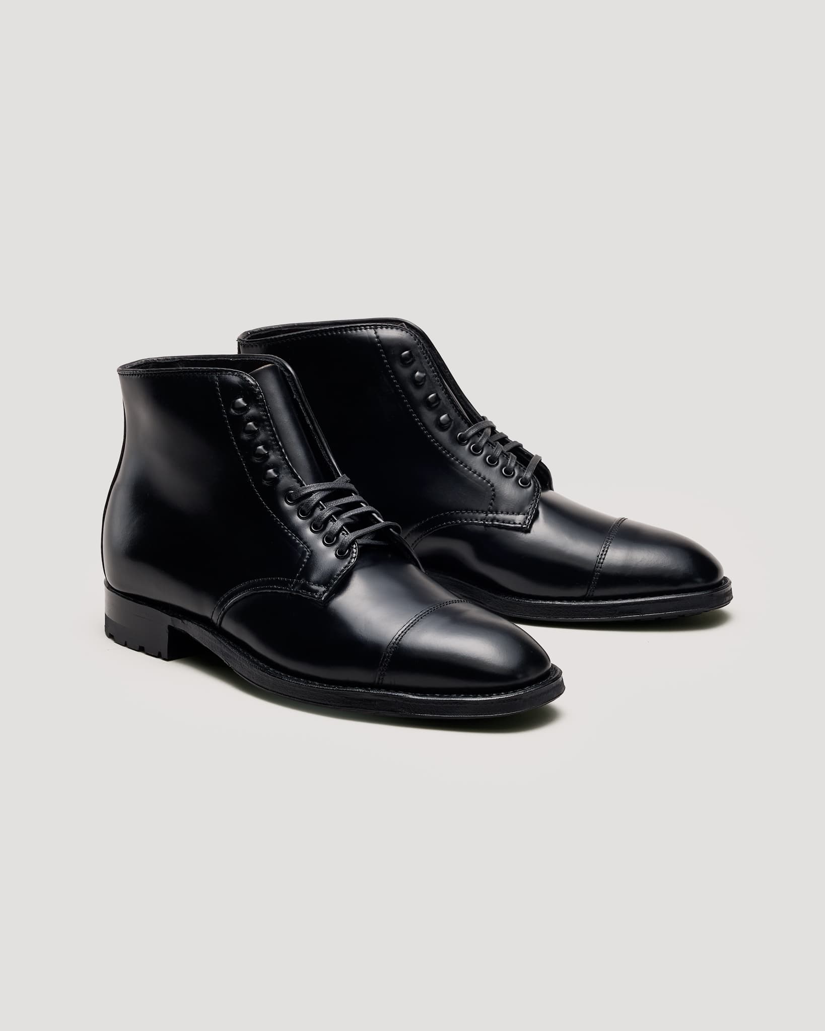 "Soren" Straight Tip Boot in Black Shell Cordovan, Plaza Last