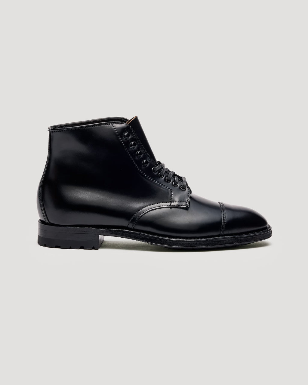 "Soren" Straight Tip Boot in Black Shell Cordovan, Plaza Last