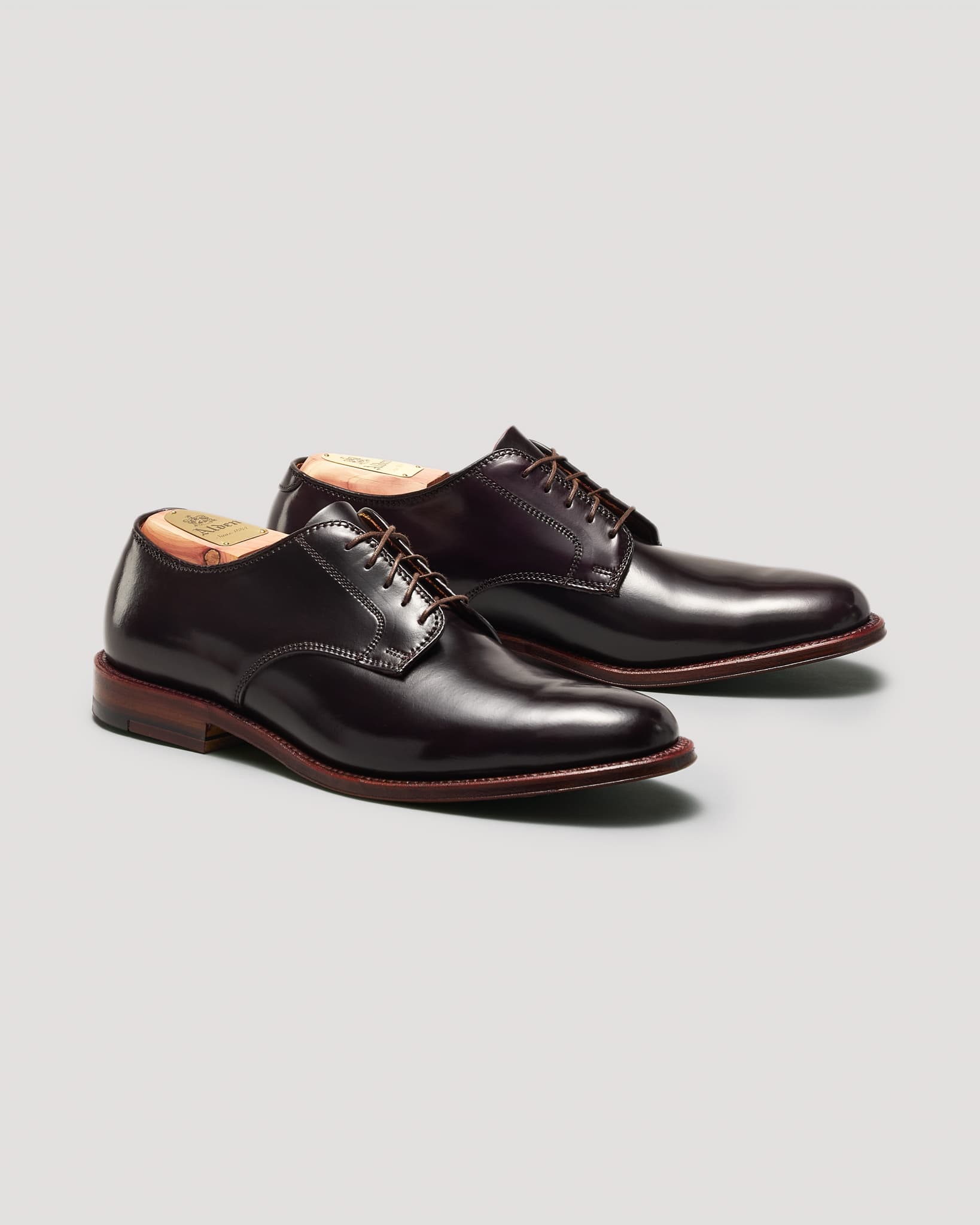"Victory Heights" Unlined Plain Toe Derby in Color 8 Shell Cordovan, Barrie Last