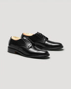 "Victory Heights" Unlined Plain Toe Derby in Black Shell Cordovan, Barrie Last