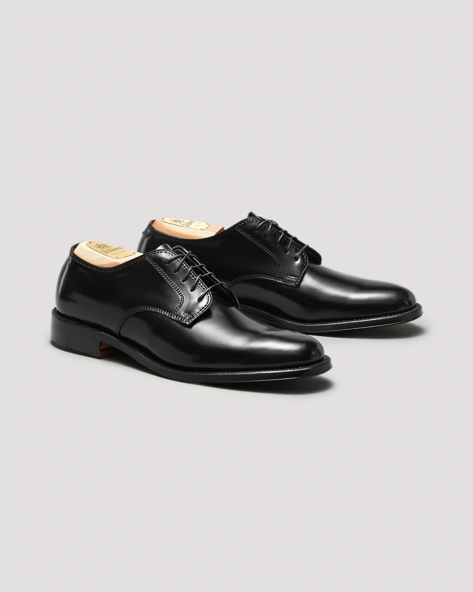 "Victory Heights" Unlined Plain Toe Derby in Black Shell Cordovan, Barrie Last