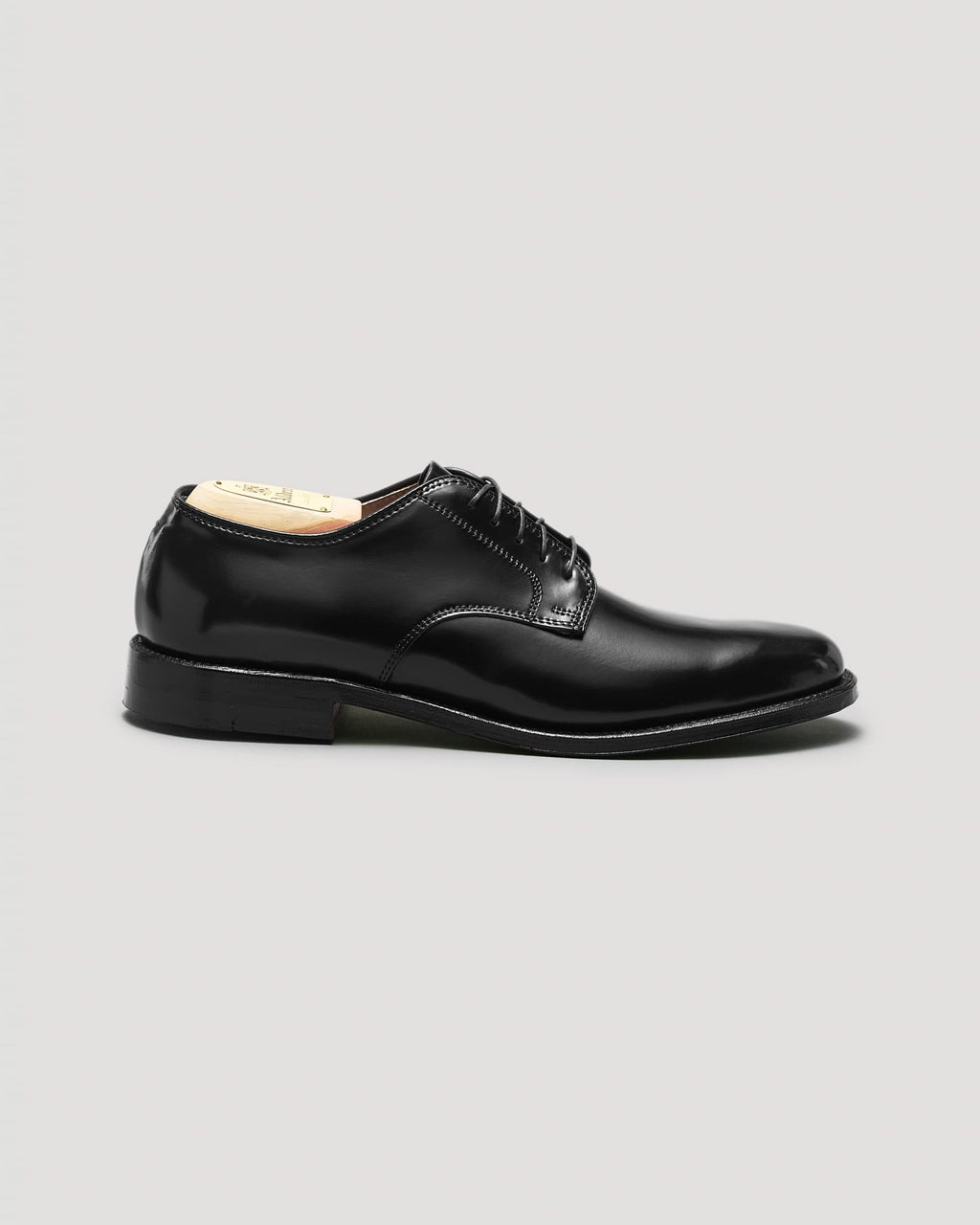"Victory Heights" Unlined Plain Toe Derby in Black Shell Cordovan, Barrie Last