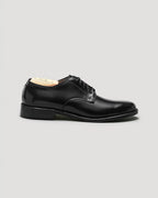 "Victory Heights" Unlined Plain Toe Derby in Black Shell Cordovan, Barrie Last