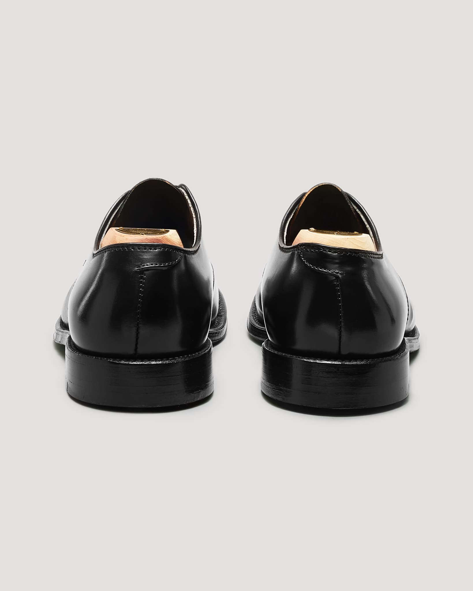 "Victory Heights" Unlined Plain Toe Derby in Black Shell Cordovan, Barrie Last