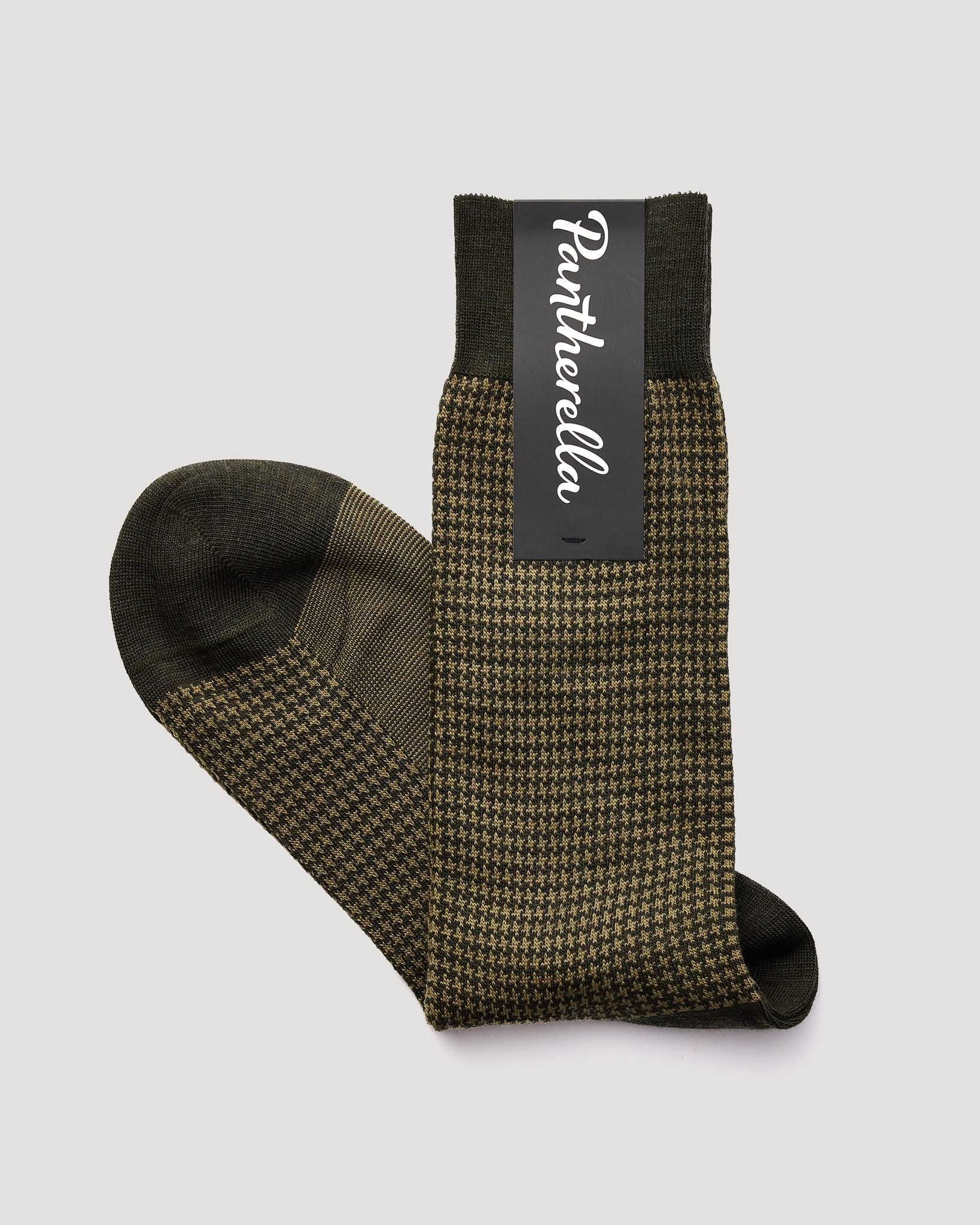 Vintage Collection "Highbury" Houndstooth Merino Wool Sock - Dark Olive Mix
