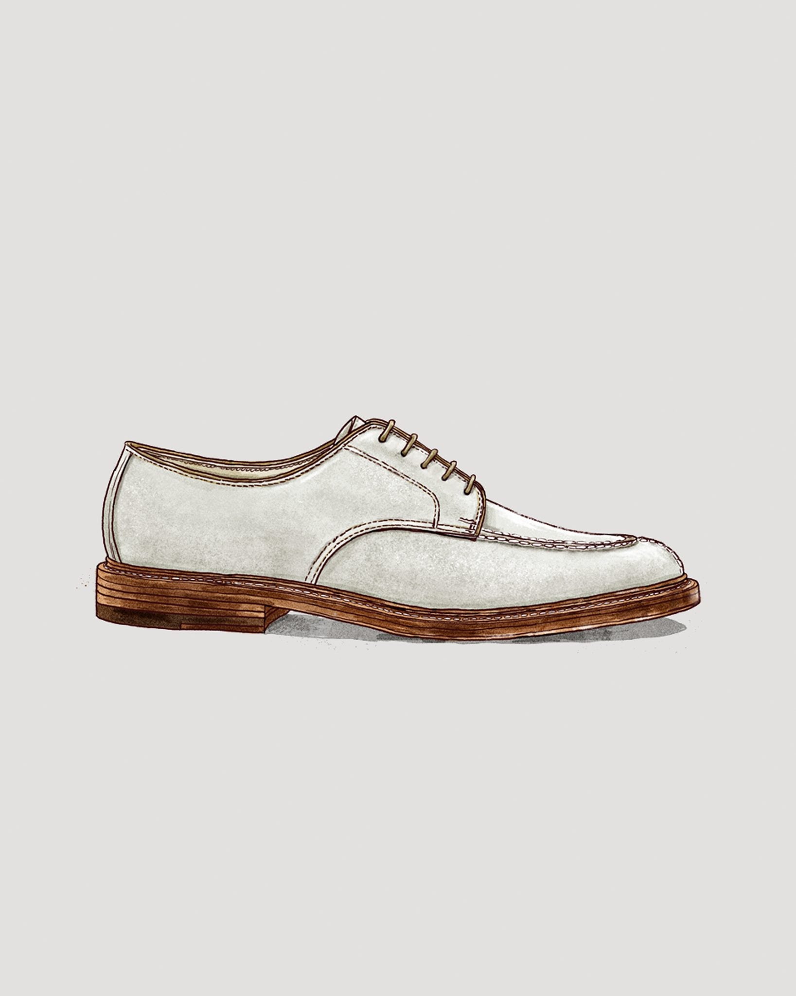 "Atticus" Handsewn Norwegian Front Toe Derby in Milkshake Suede, Aberdeen Last