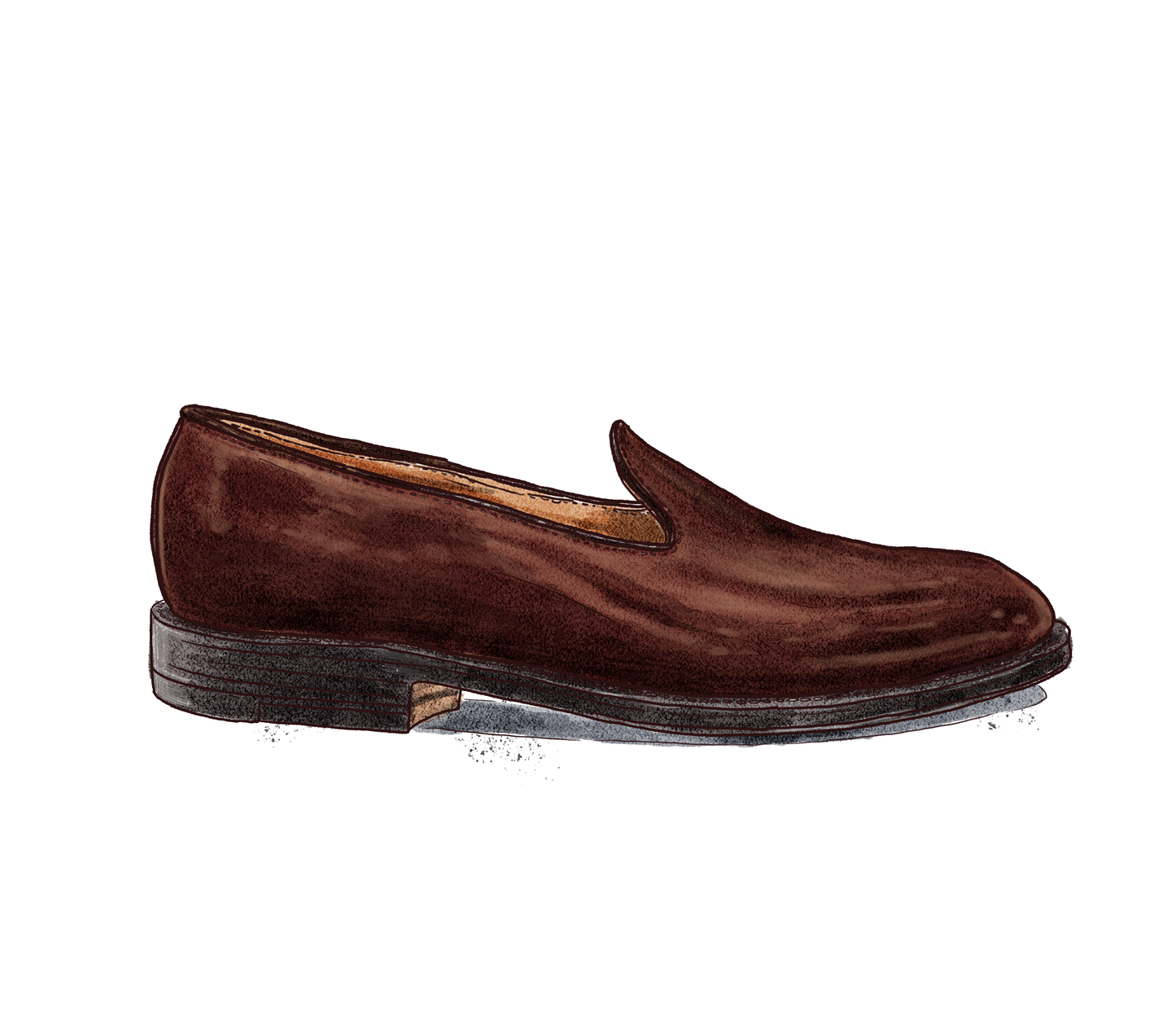 "Promenade" Plain Toe Slip On Loafer in Dark Brown Calfskin, Plaza Last