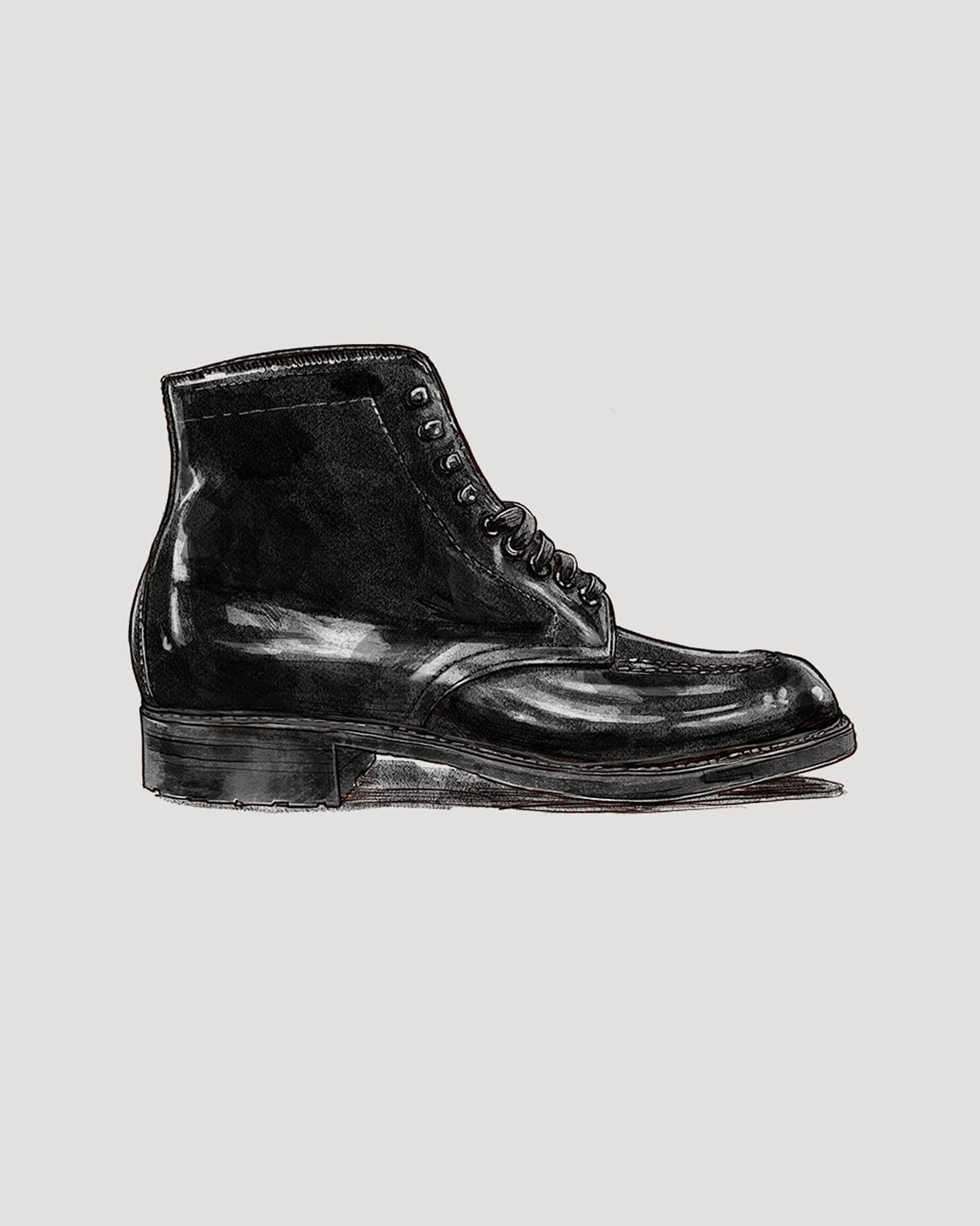"Sodo" Handsewn U-Tip Boot in Black Shell Cordovan, Barrie Last