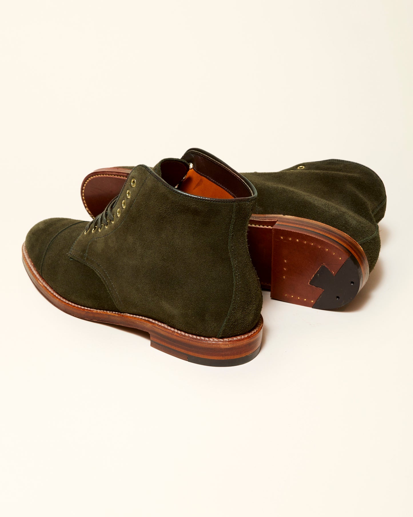"Marvaments" Loden Green Suede Grant Last Straight Tip Boot