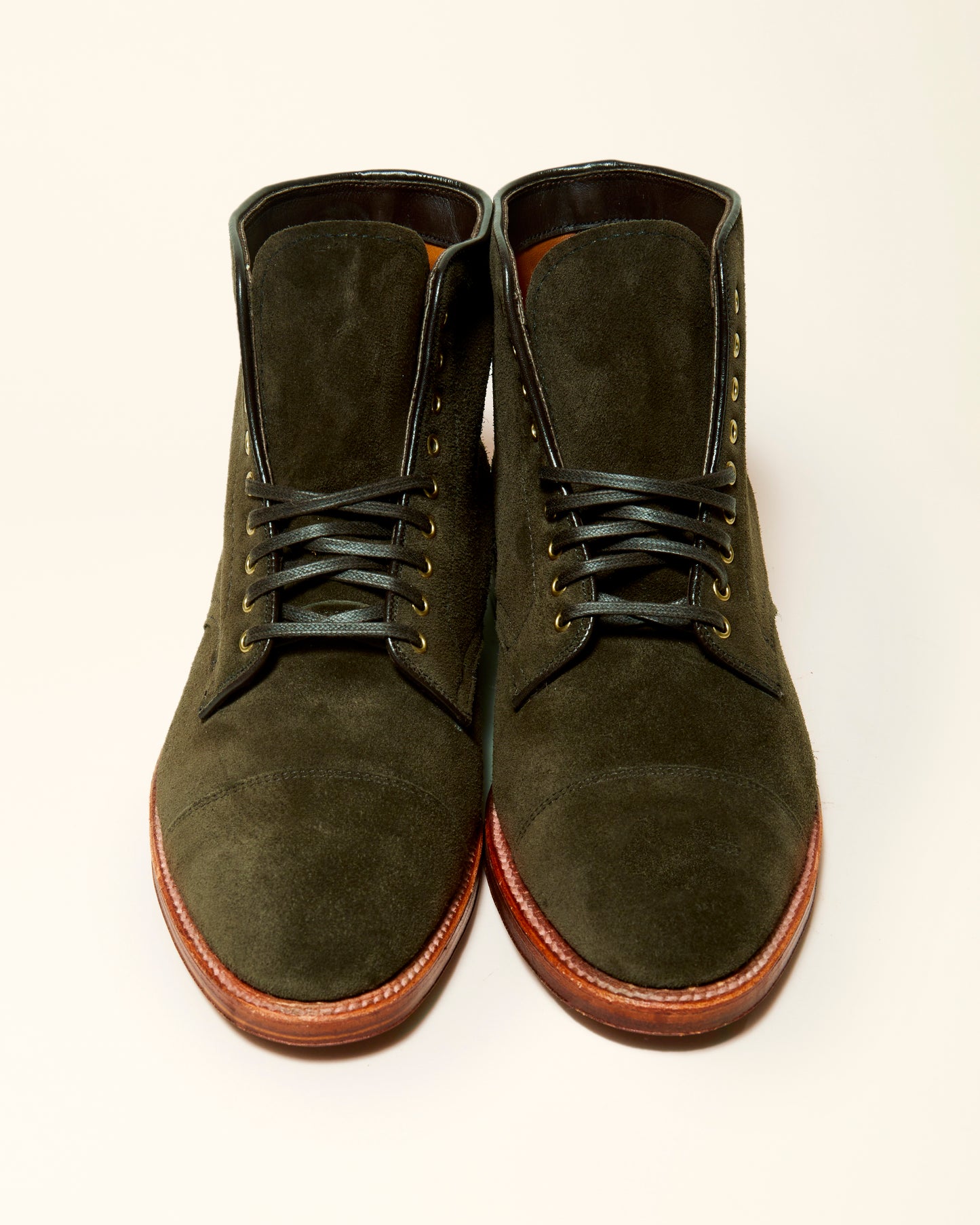 "Marvaments" Loden Green Suede Grant Last Straight Tip Boot