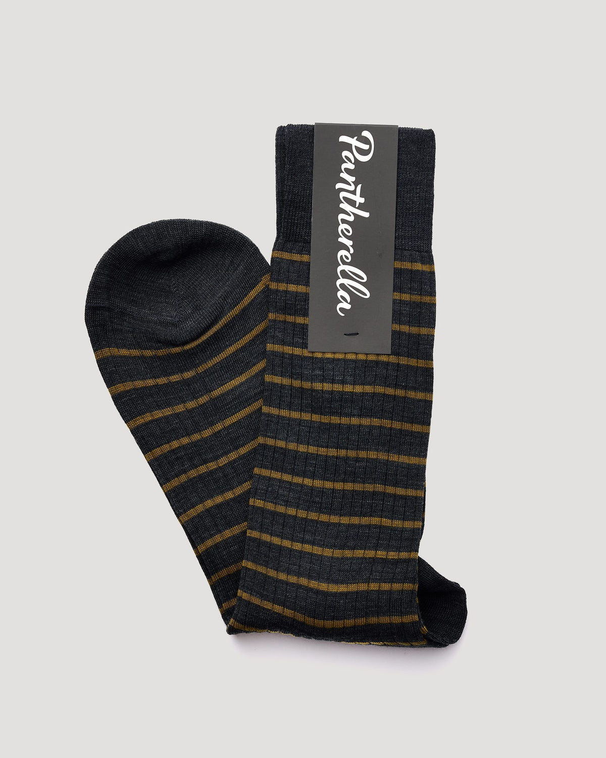 "Worthington" Merino Wool Striped Sock - Charcoal