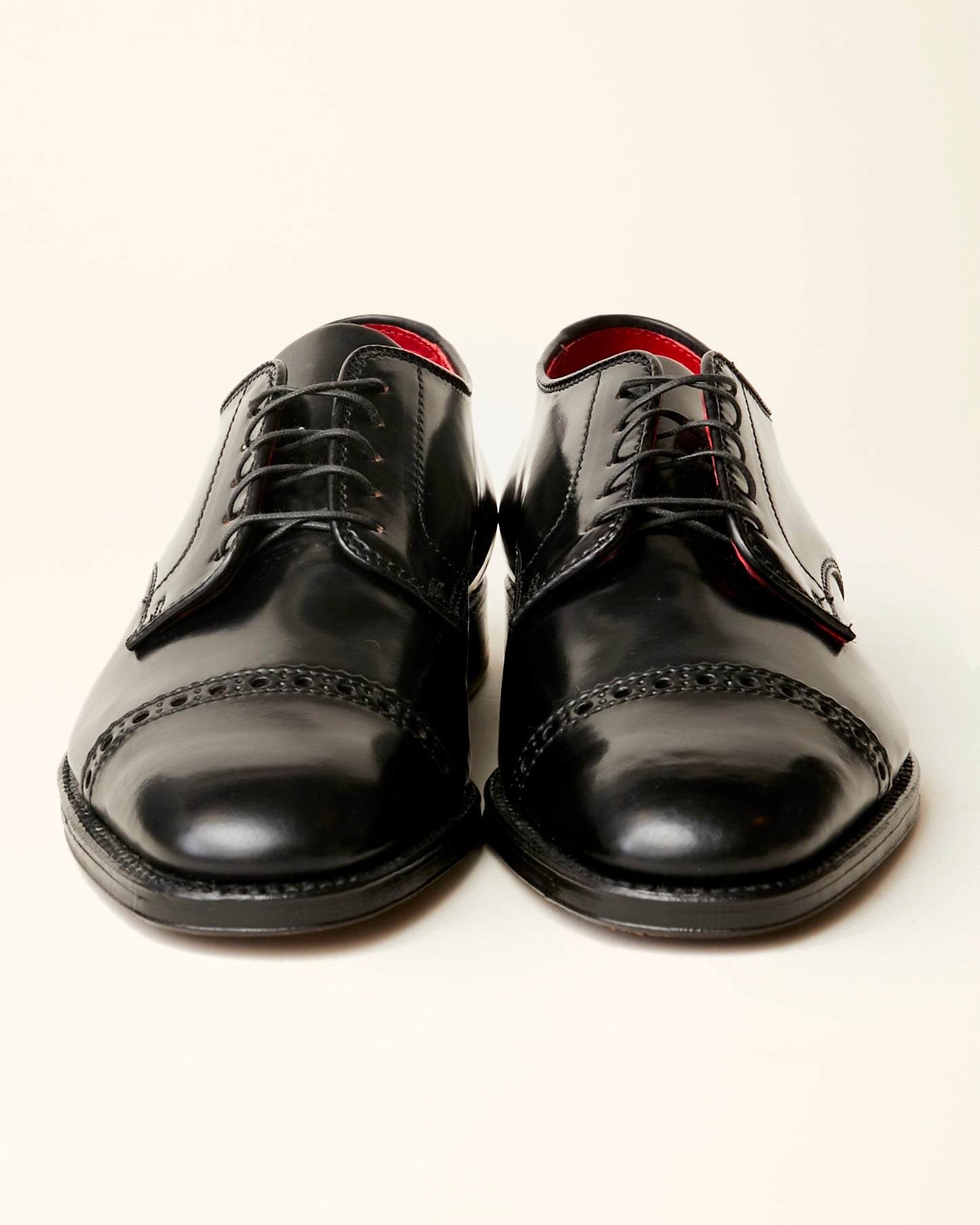 "Executive" Black Shell Cordovan Unlined Perforated Straight Tip Blucher