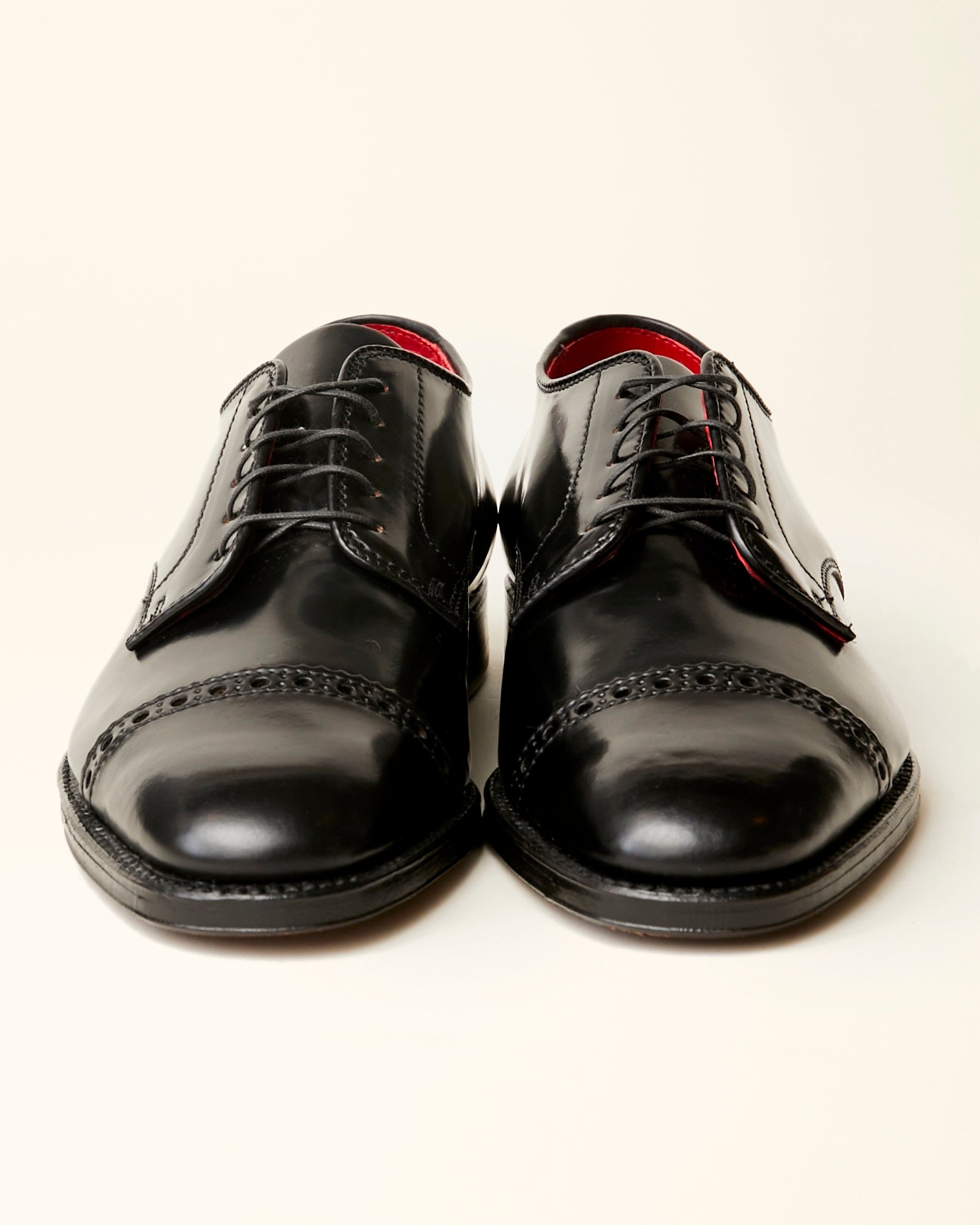 "Executive" Unlined Perforated Tip Derby in Black Shell Cordovan, Plaza Last