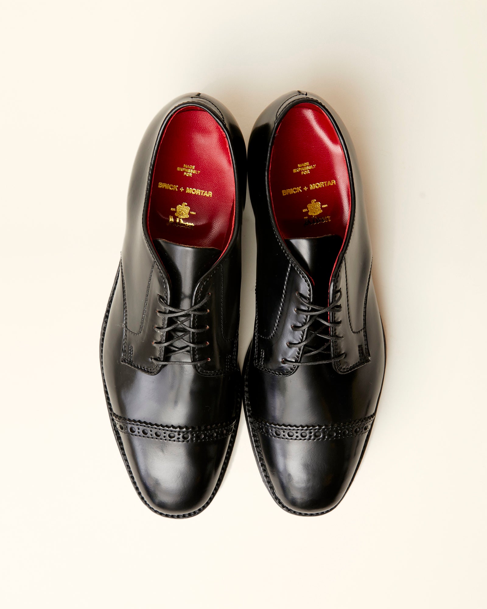 "Executive" Unlined Perforated Tip Derby in Black Shell Cordovan, Plaza Last