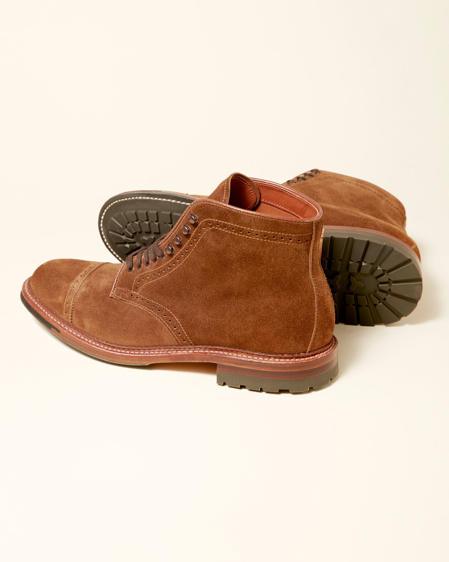 "Davis" Snuff Suede Perforated Straight Tip Boot