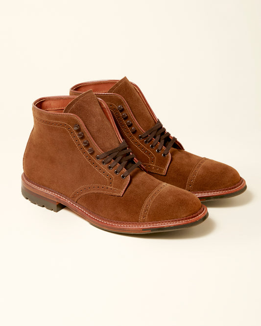 "Davis" Snuff Suede Perforated Straight Tip Boot
