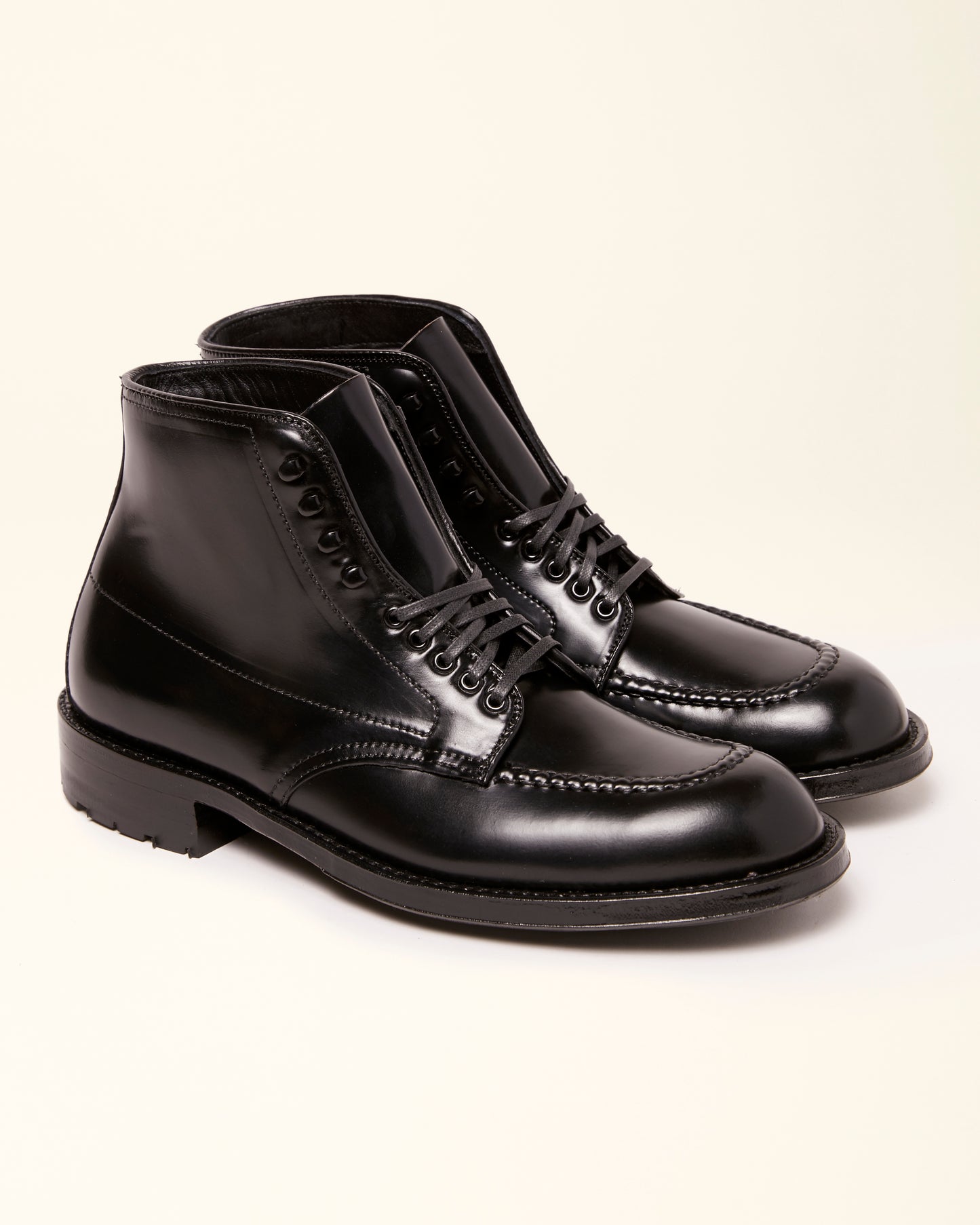 “Neptune” Black Shell Cordovan Handsewn Indy Boot