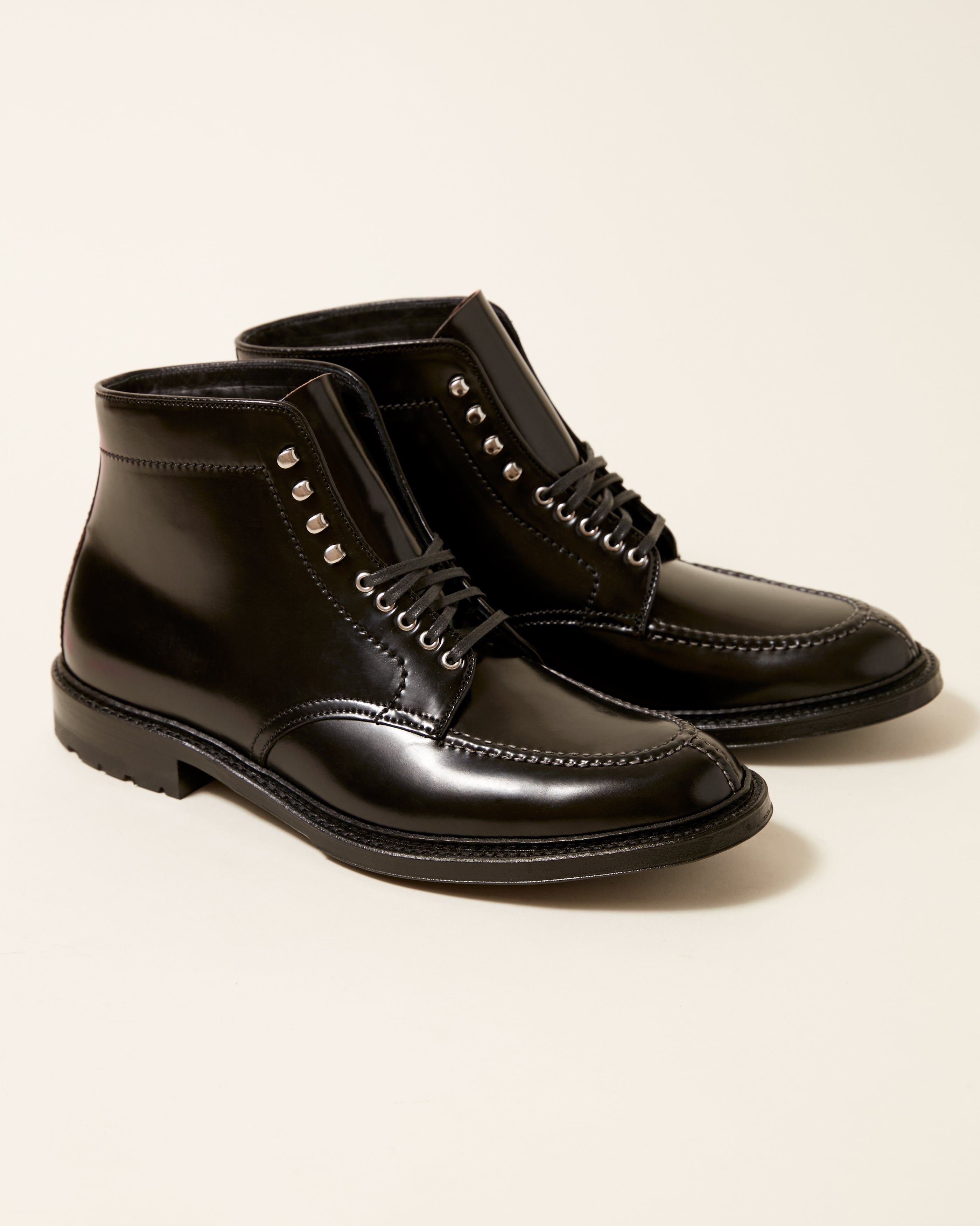 "Olshan" Handsewn Norwegian Front Boot in Black Shell Cordovan, Barrie Last