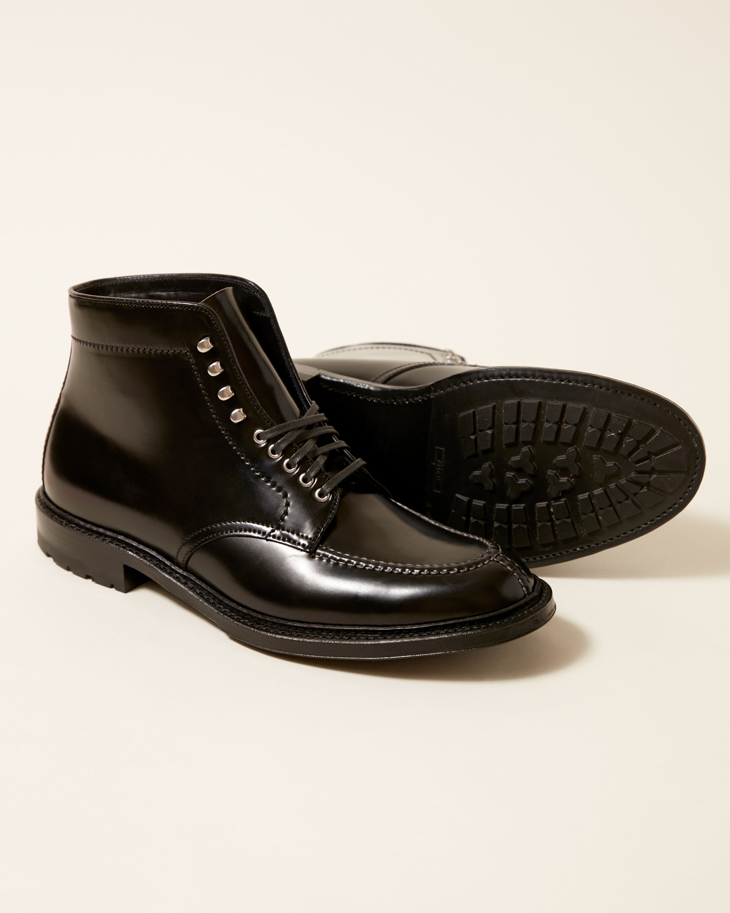 "Olshan" Handsewn Norwegian Front Boot in Black Shell Cordovan, Barrie Last